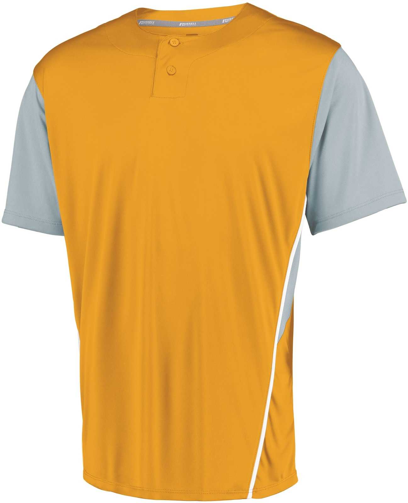 Russell 3R6X2B Youth Two-Button Placket Jersey - Gold Baseball Grey - HIT a Double