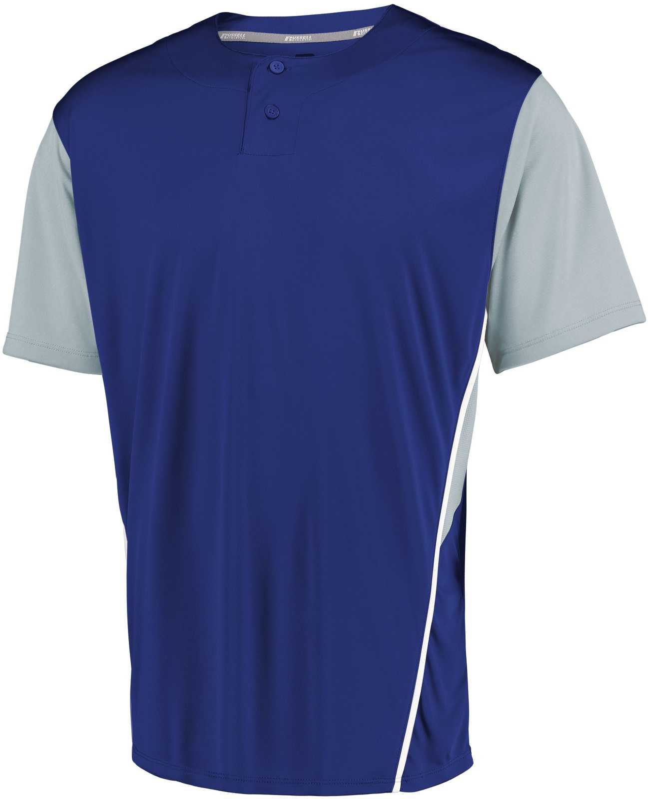 Russell 3R6X2M Performance Two-Button Color Block Jersey - Royal Baseball Grey - HIT a Double