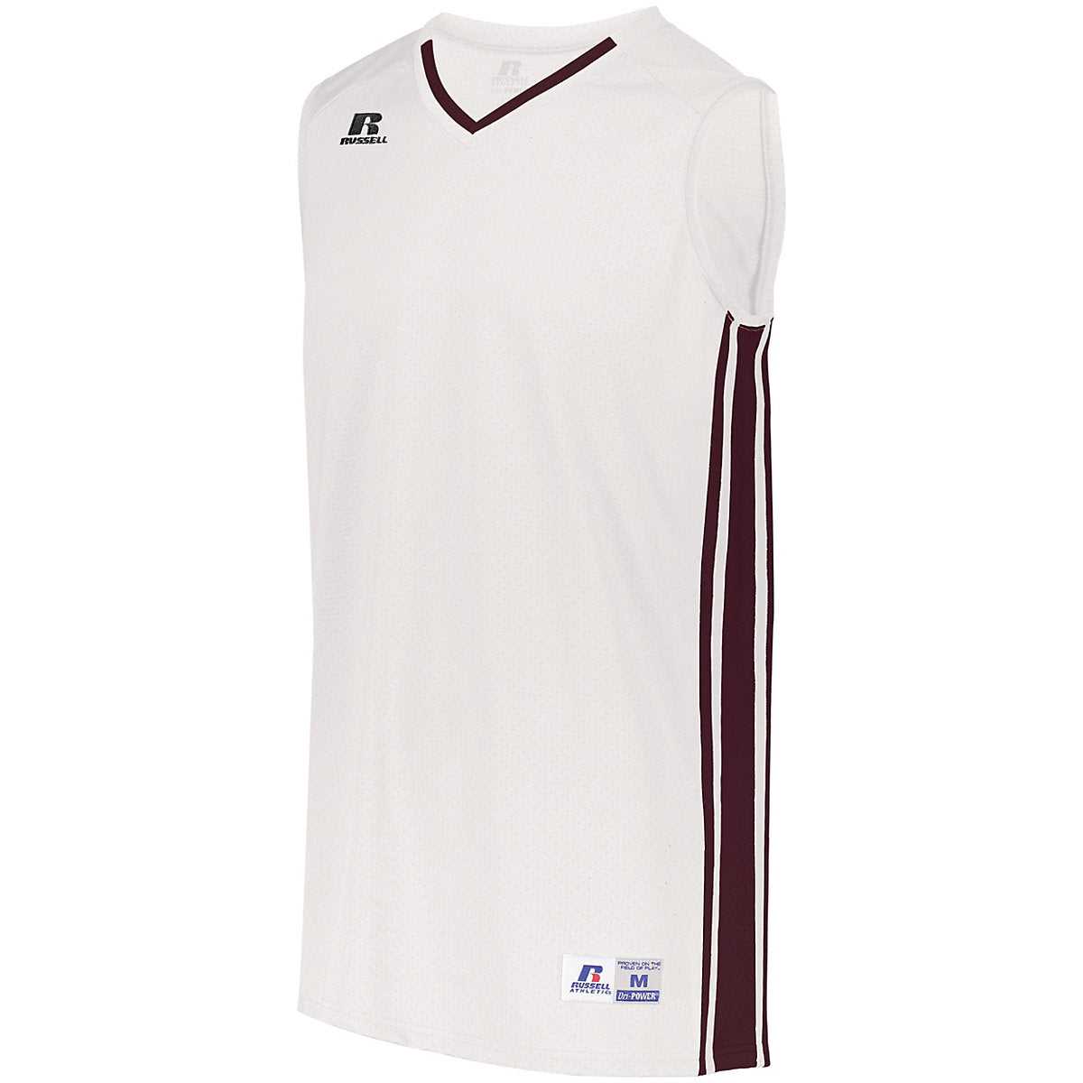 Russell 4B1VTB Youth Legacy Basketball Jersey - White Maroon - HIT a Double