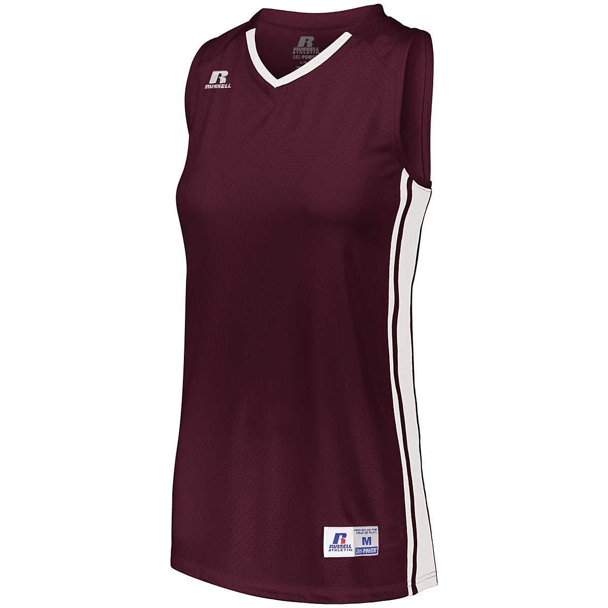 Russell 4B1VTX Ladies Legacy Basketball Jersey - Maroon White - HIT a Double