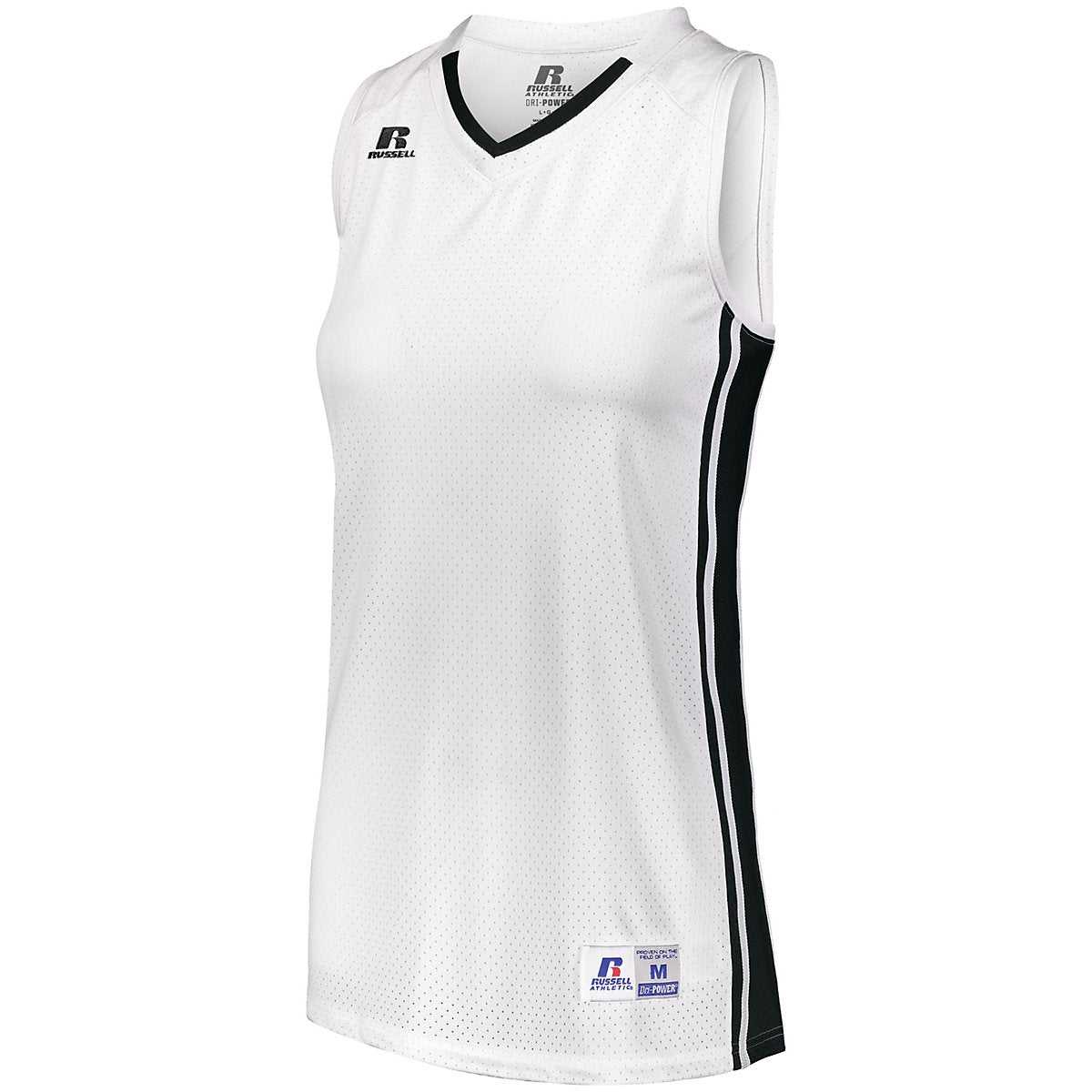 Russell 4B1VTX Ladies Legacy Basketball Jersey - White Black - HIT a Double