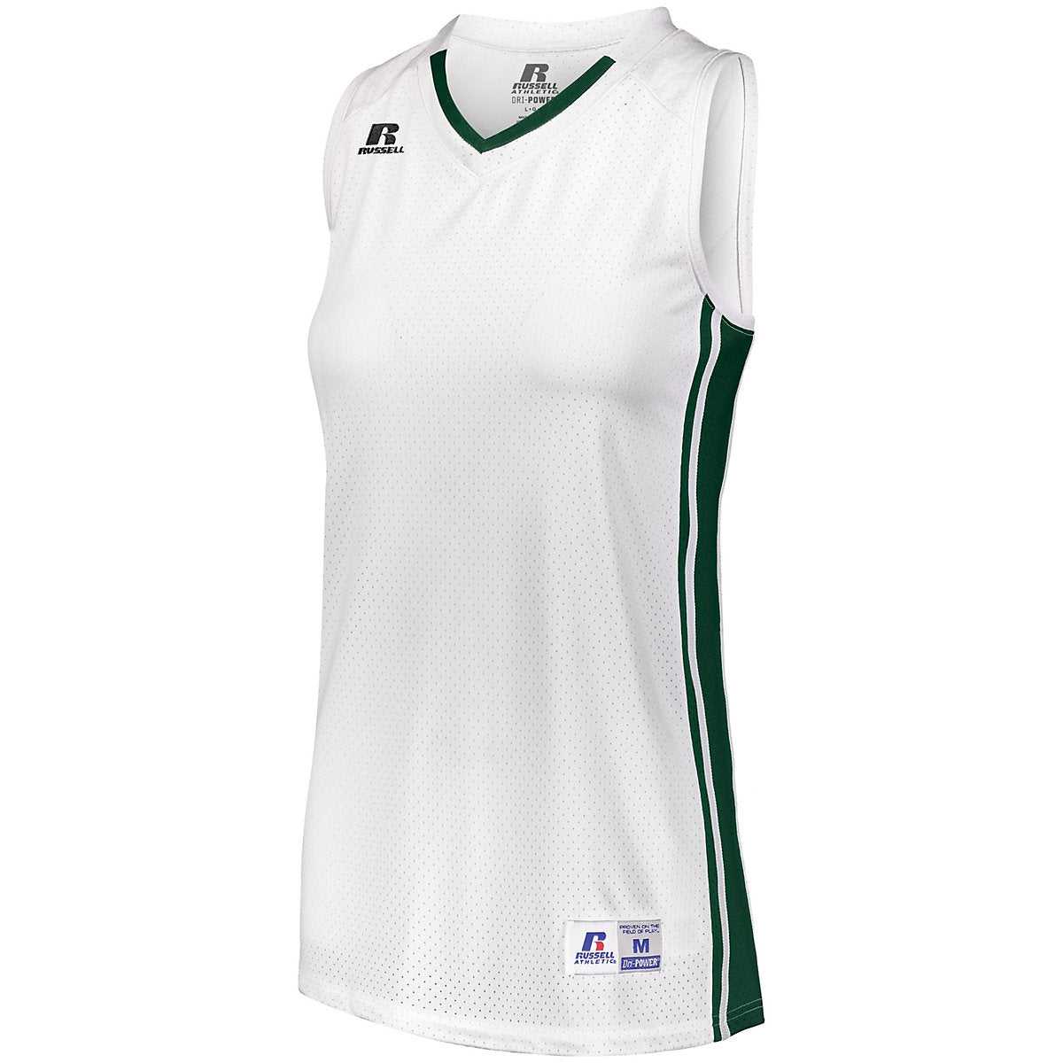 Russell 4B1VTX Ladies Legacy Basketball Jersey - White Dark Green - HIT a Double