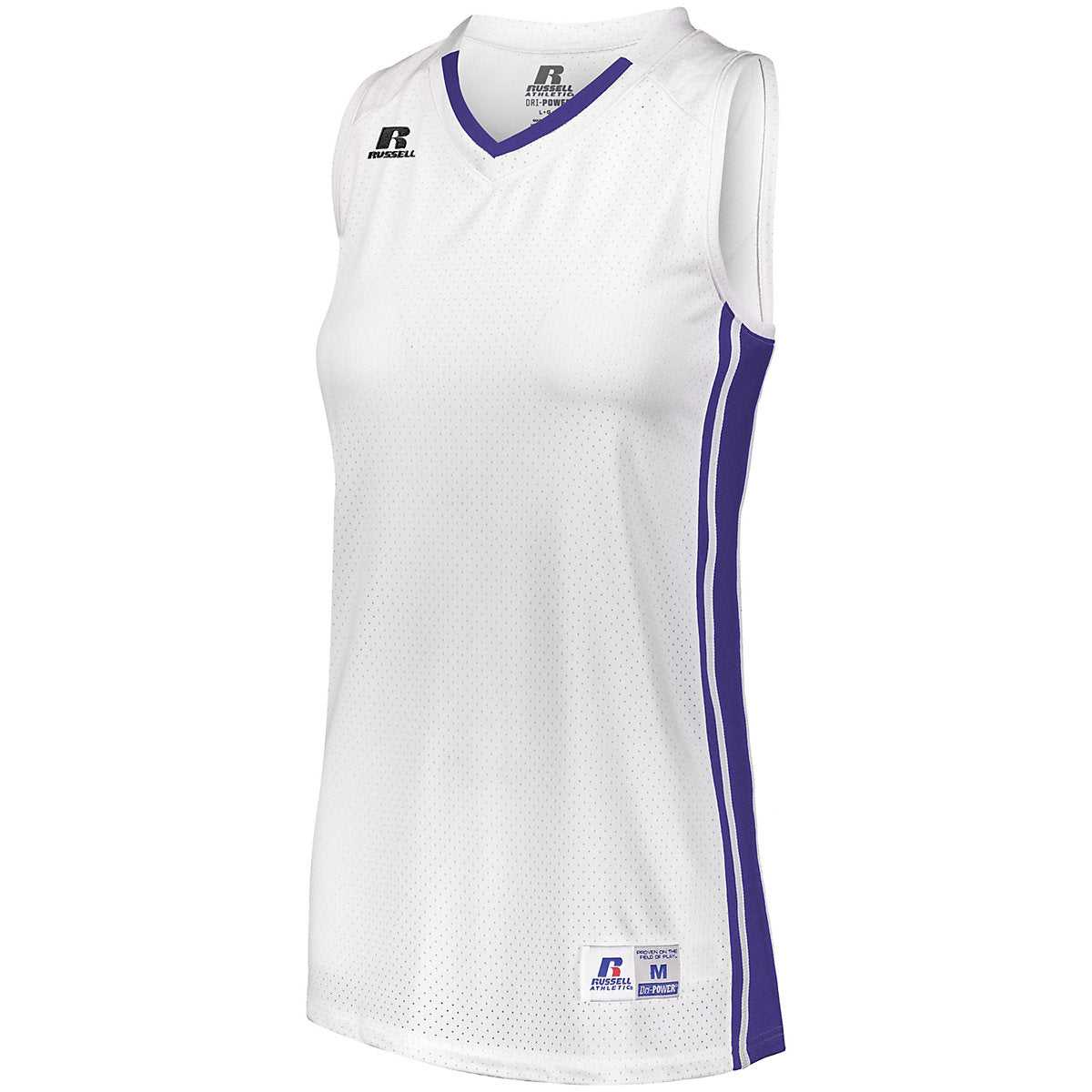 Russell 4B1VTX Ladies Legacy Basketball Jersey - White Purple - HIT a Double