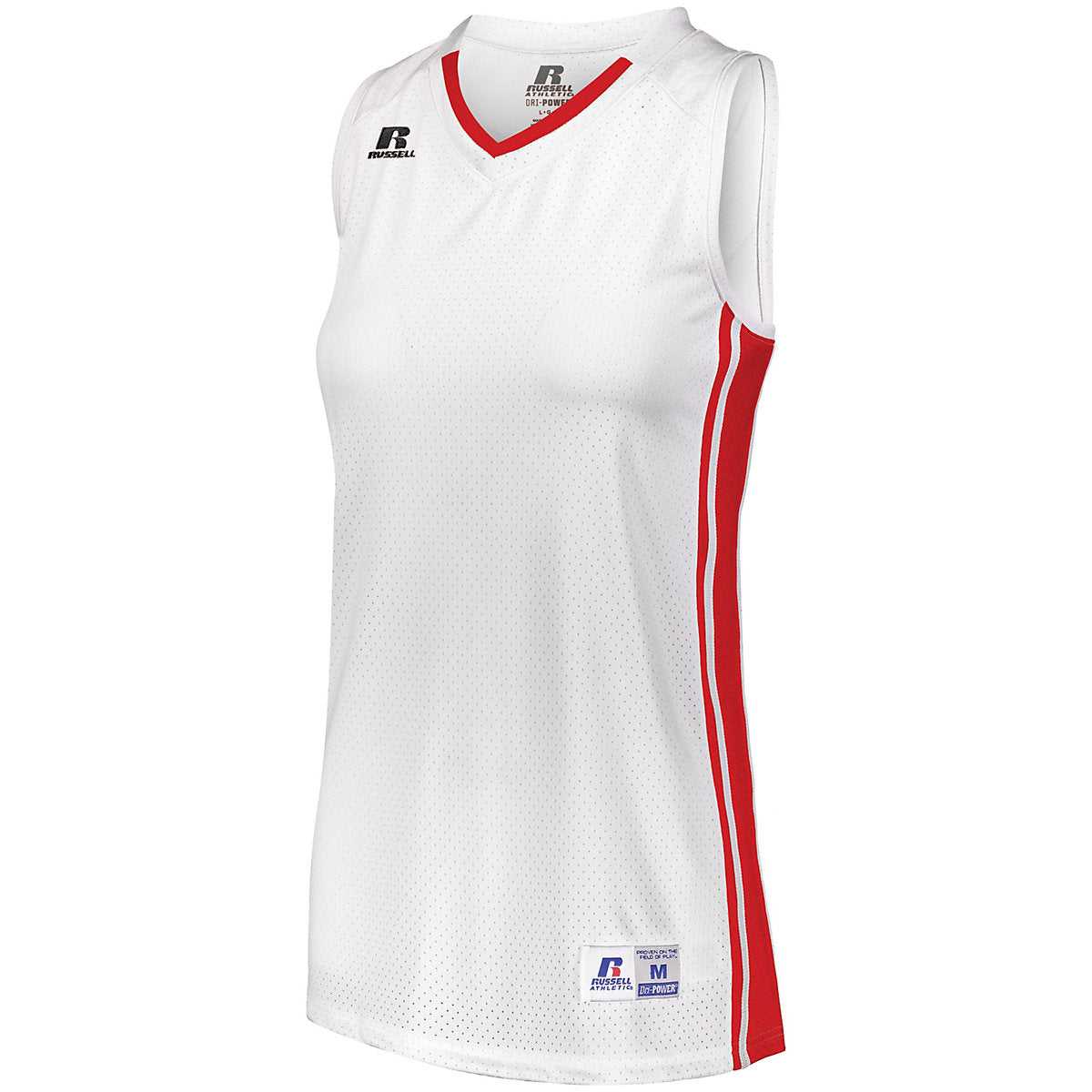 Russell 4B1VTX Ladies Legacy Basketball Jersey - White True Red - HIT a Double