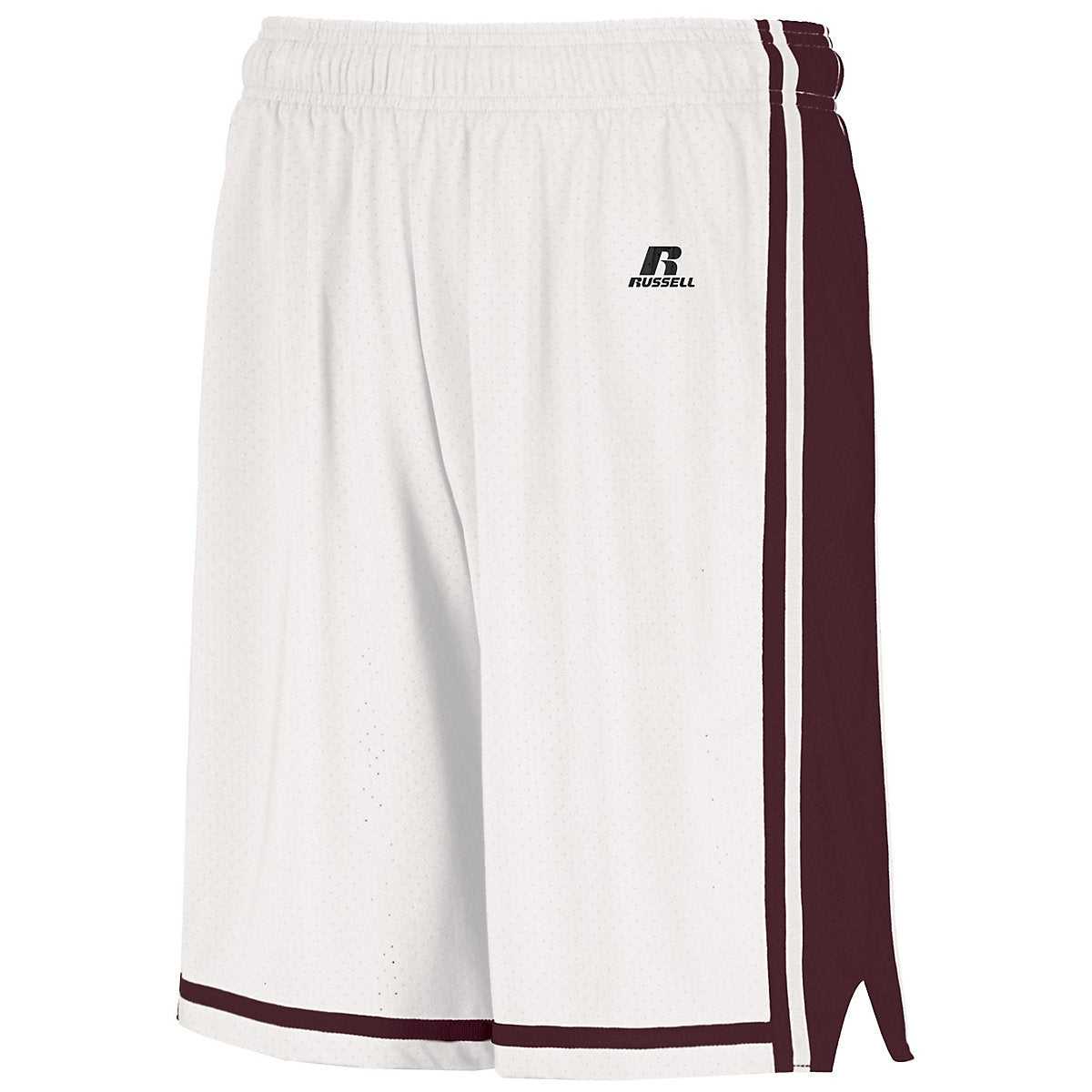 Russell 4B2VTB Youth Legacy Basketball Shorts - White Maroon - HIT a Double