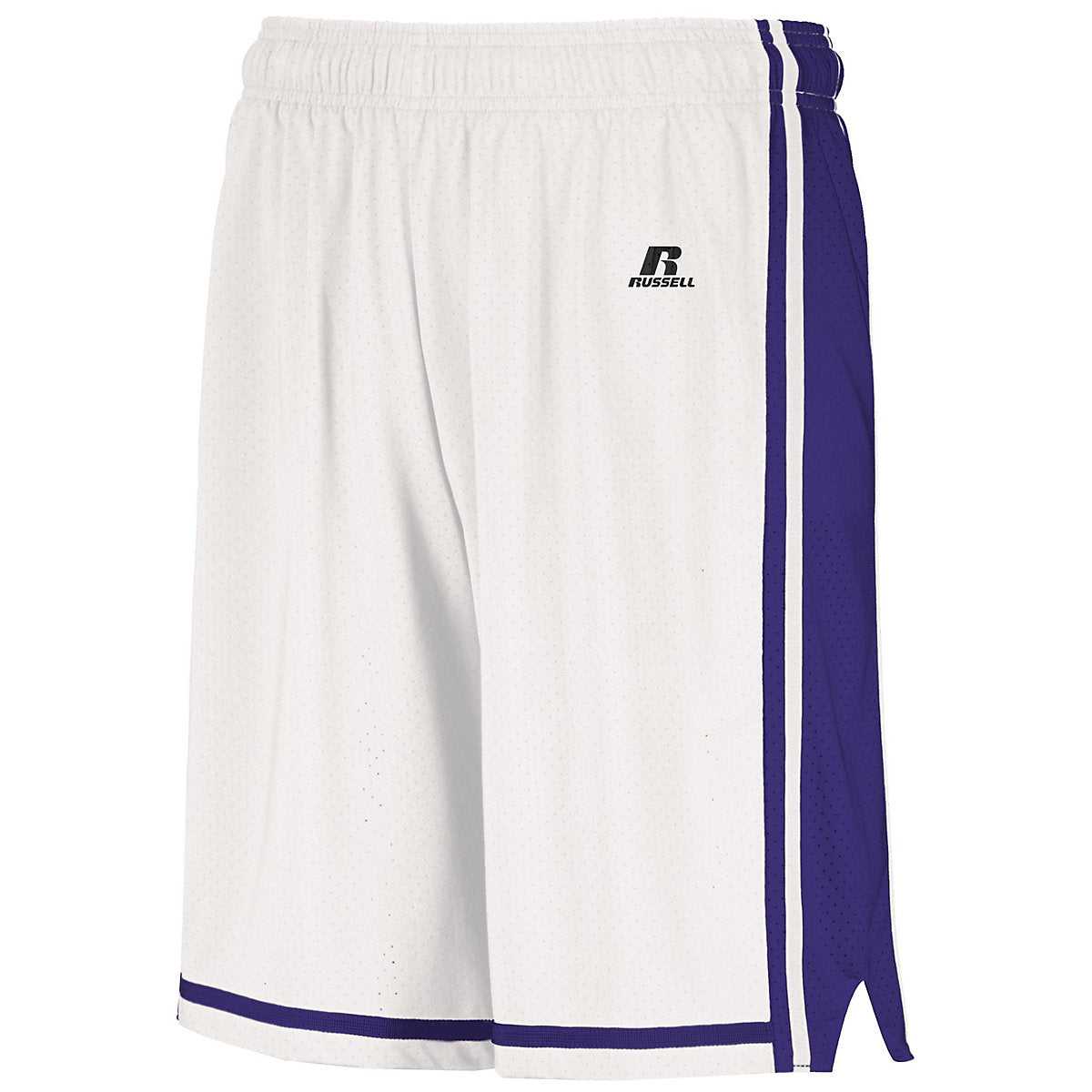 Russell 4B2VTB Youth Legacy Basketball Shorts - White Purple - HIT a Double