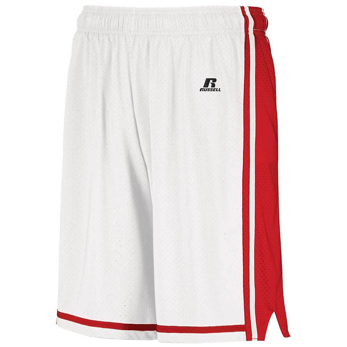Russell 4B2VTB Youth Legacy Basketball Shorts - White True Red - HIT a Double