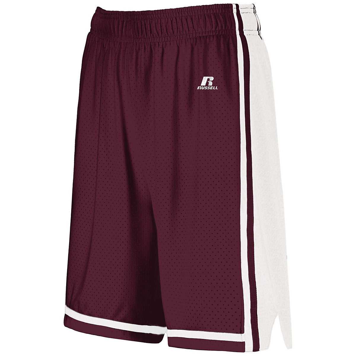 Russell 4B2VTX Ladies Legacy Basketball Shorts - Maroon White - HIT a Double