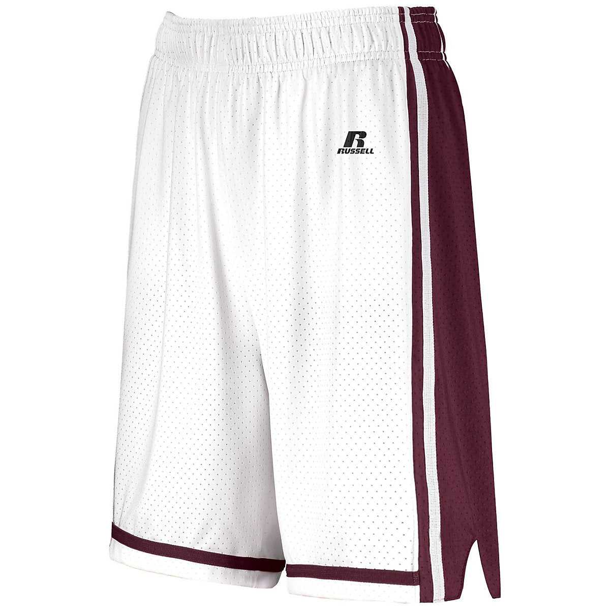 Russell 4B2VTX Ladies Legacy Basketball Shorts - White Maroon - HIT a Double