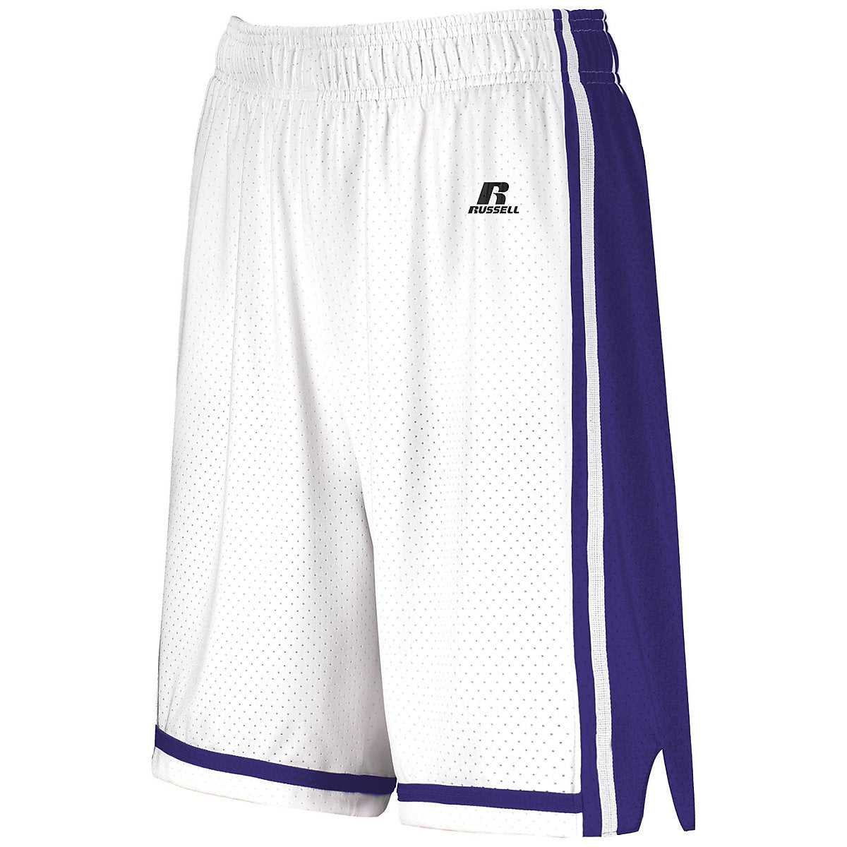 Russell 4B2VTX Ladies Legacy Basketball Shorts - White Purple - HIT a Double
