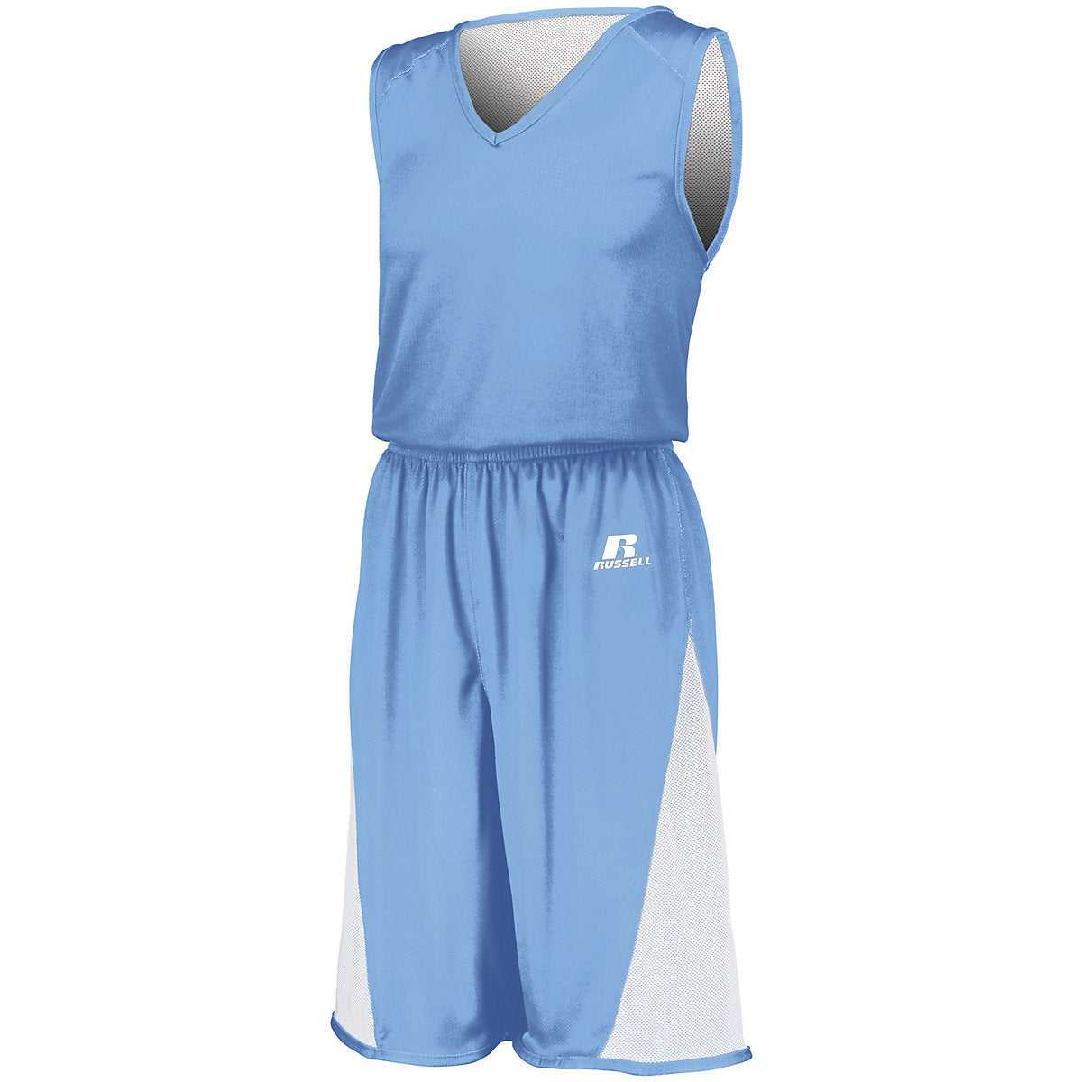 Russell 5R5DLB Youth Undivided Single Ply Reversible Jersey - Columbia Blue White - HIT a Double