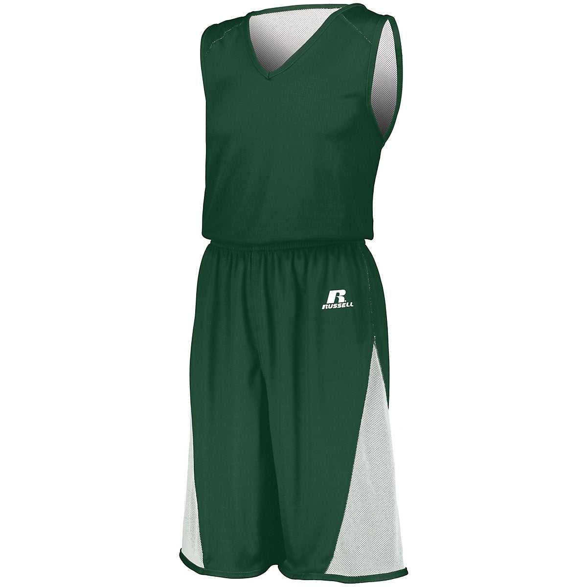 Russell 5R5DLB Youth Undivided Single Ply Reversible Jersey - Dark Green White - HIT a Double