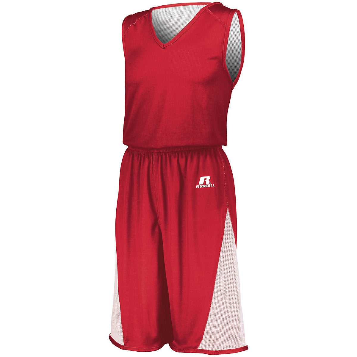 Russell 5R5DLM Undivided Single Ply Reversible Jersey - True Red White - HIT a Double