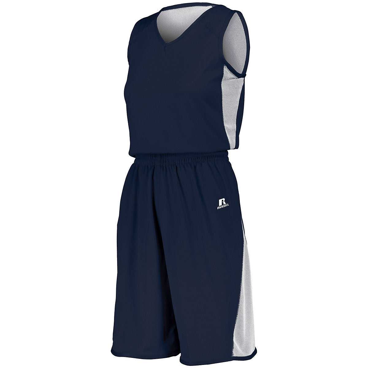 Russell 5R5DLX Ladies Undivided Single Ply Reversible Jersey - Navy White - HIT a Double