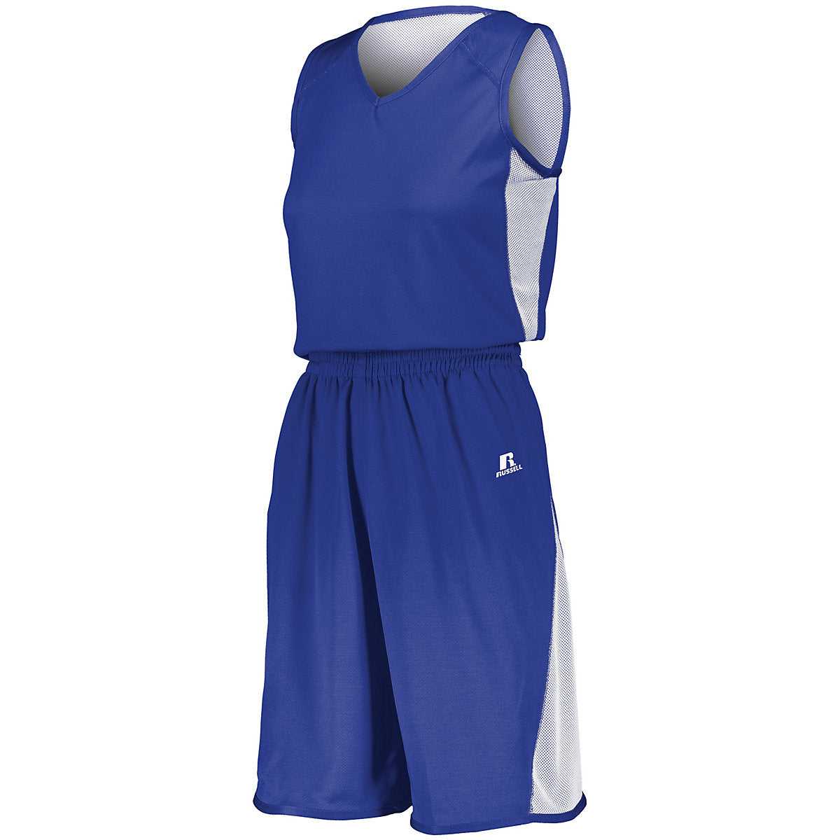 Russell 5R5DLX Ladies Undivided Single Ply Reversible Jersey - Royal White - HIT a Double