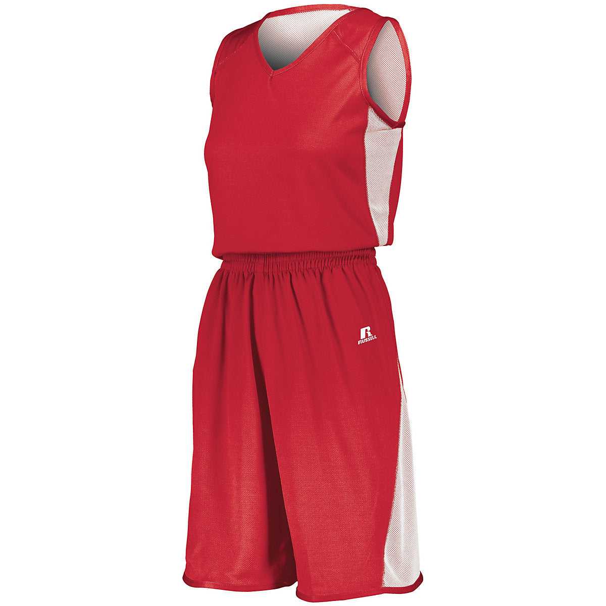 Russell 5R5DLX Ladies Undivided Single Ply Reversible Jersey - True Red White - HIT a Double