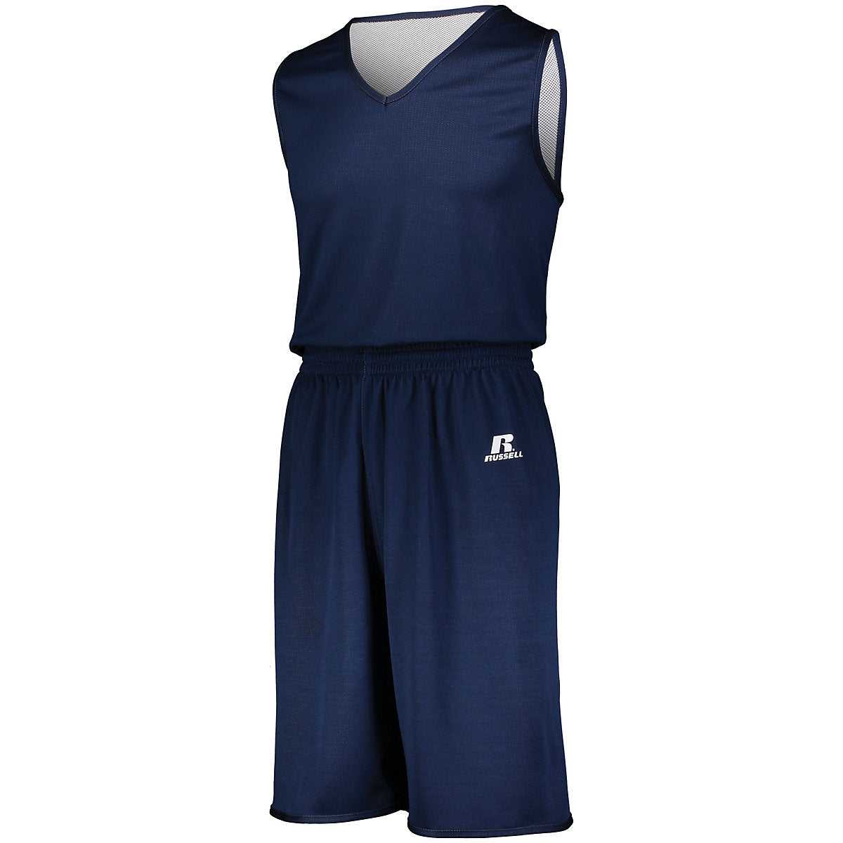 Russell 5R9DLB Youth Undivided Solid Single Ply Reversible Jersey - Navy White - HIT a Double
