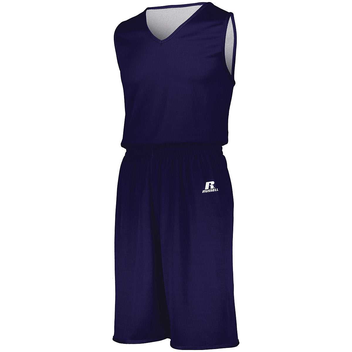 Russell 5R9DLB Youth Undivided Solid Single Ply Reversible Jersey - Purple White - HIT a Double