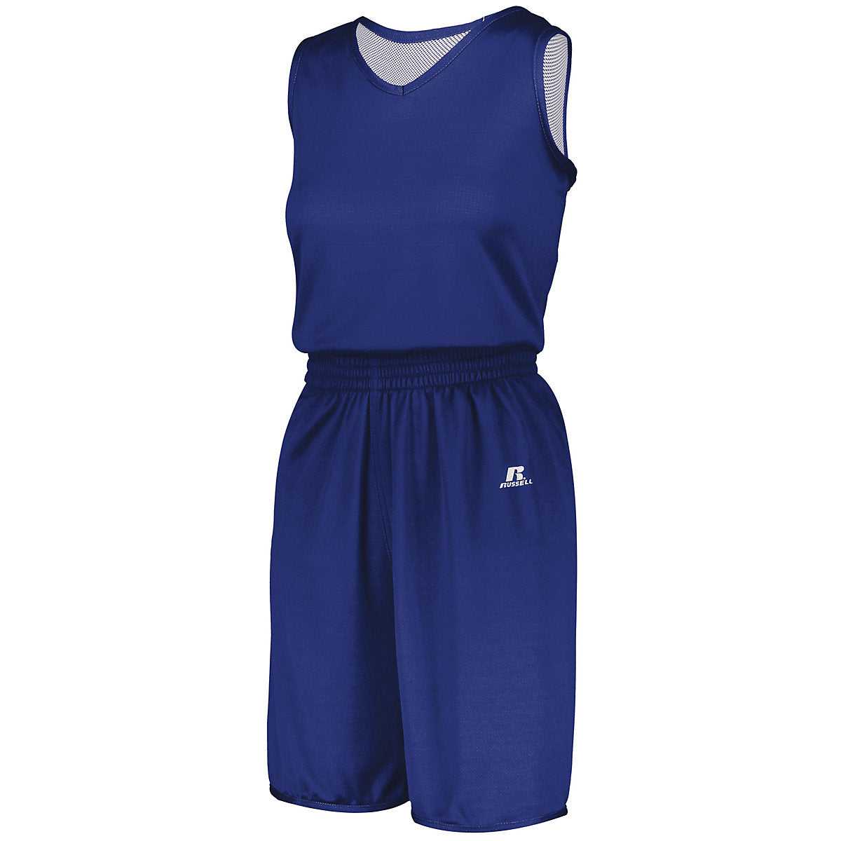 Russell 5R9DLX Ladies Undivided Solid Single Ply Reversible Jersey - Royal White - HIT a Double