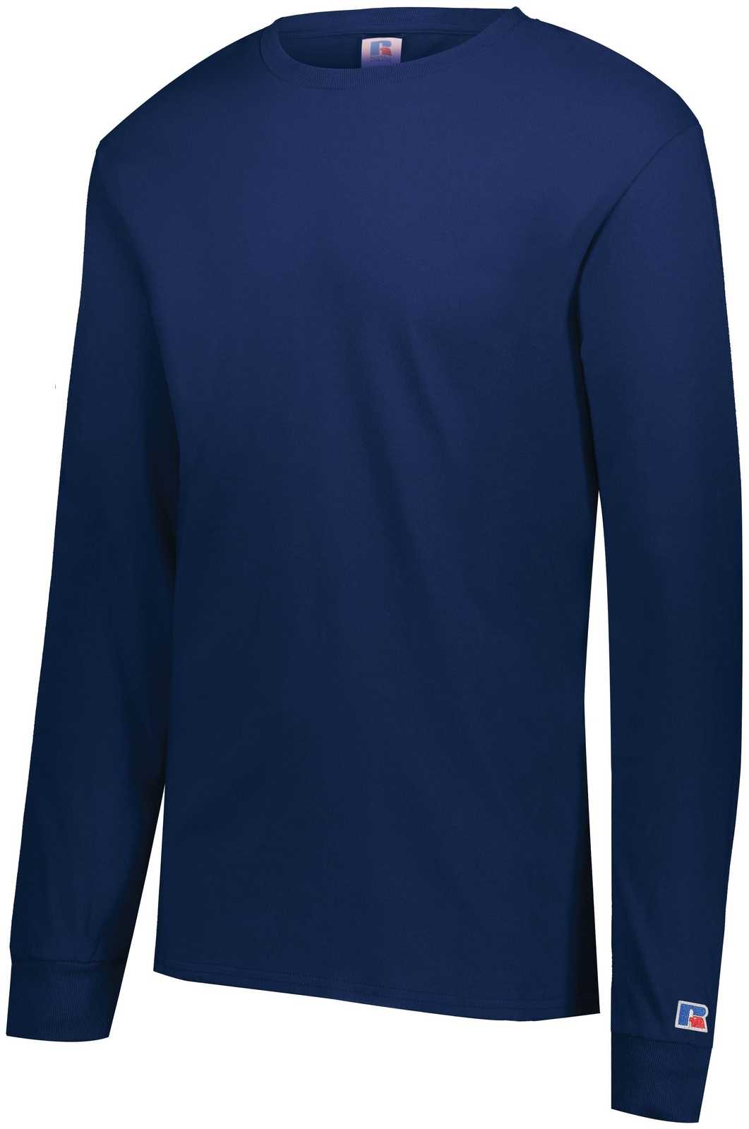 Russell 600LS Cotton Classic Long Sleeve Tee - Navy - HIT a Double