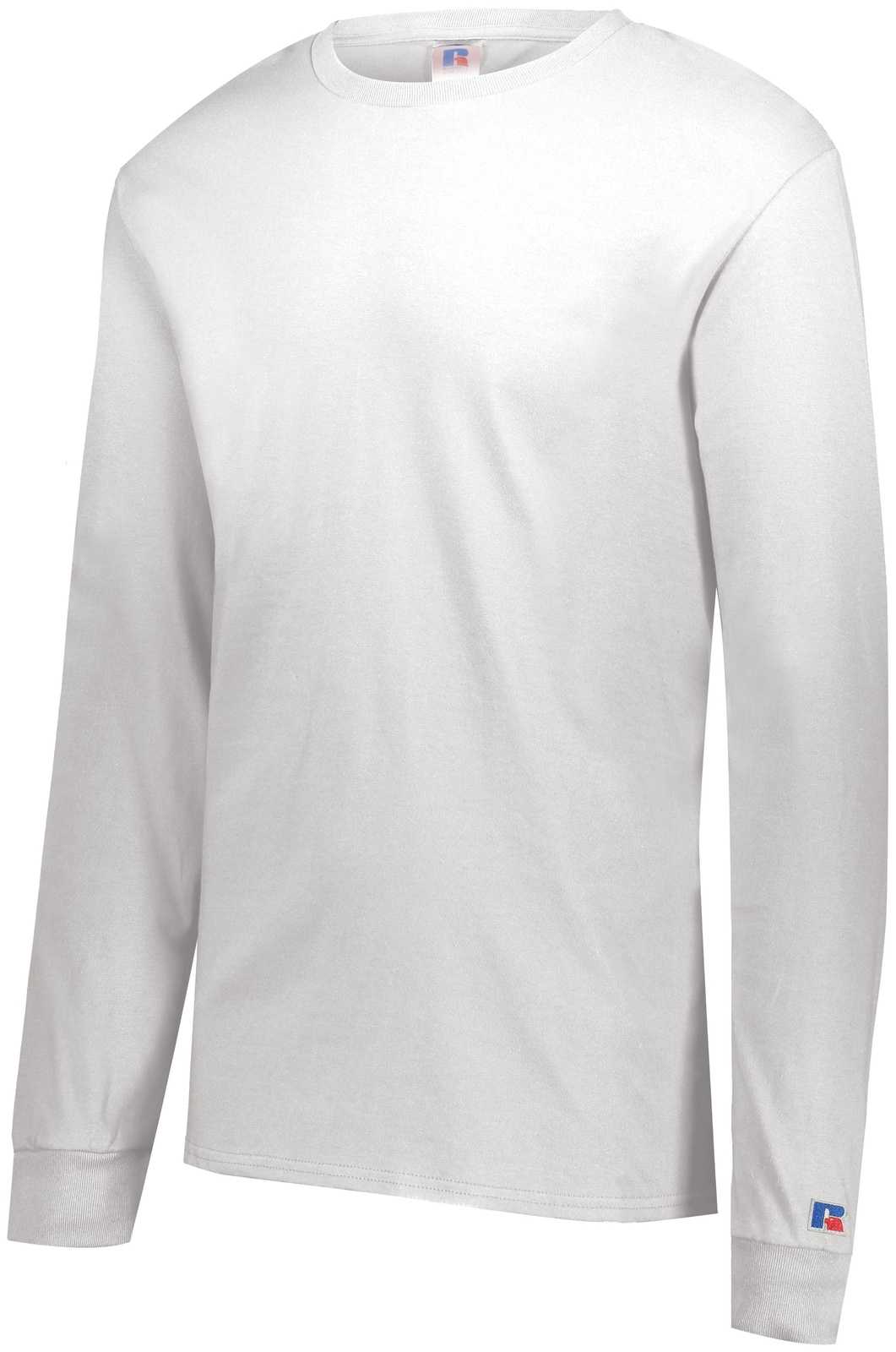 Russell 600LS Cotton Classic Long Sleeve Tee - White - HIT a Double