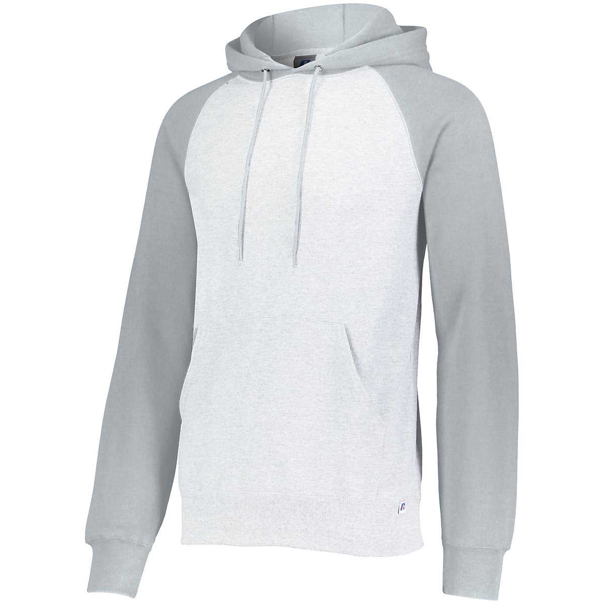 Russell 693HBM Dri-Power Fleece Colorblock Hoodie - White Oxford - HIT a Double