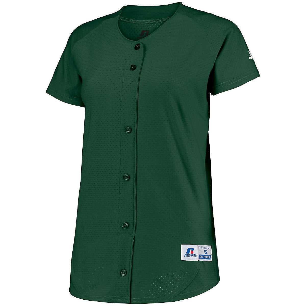Russell 737VTX Ladies Stretch Faux Button Jersey - Dark Green - HIT a Double