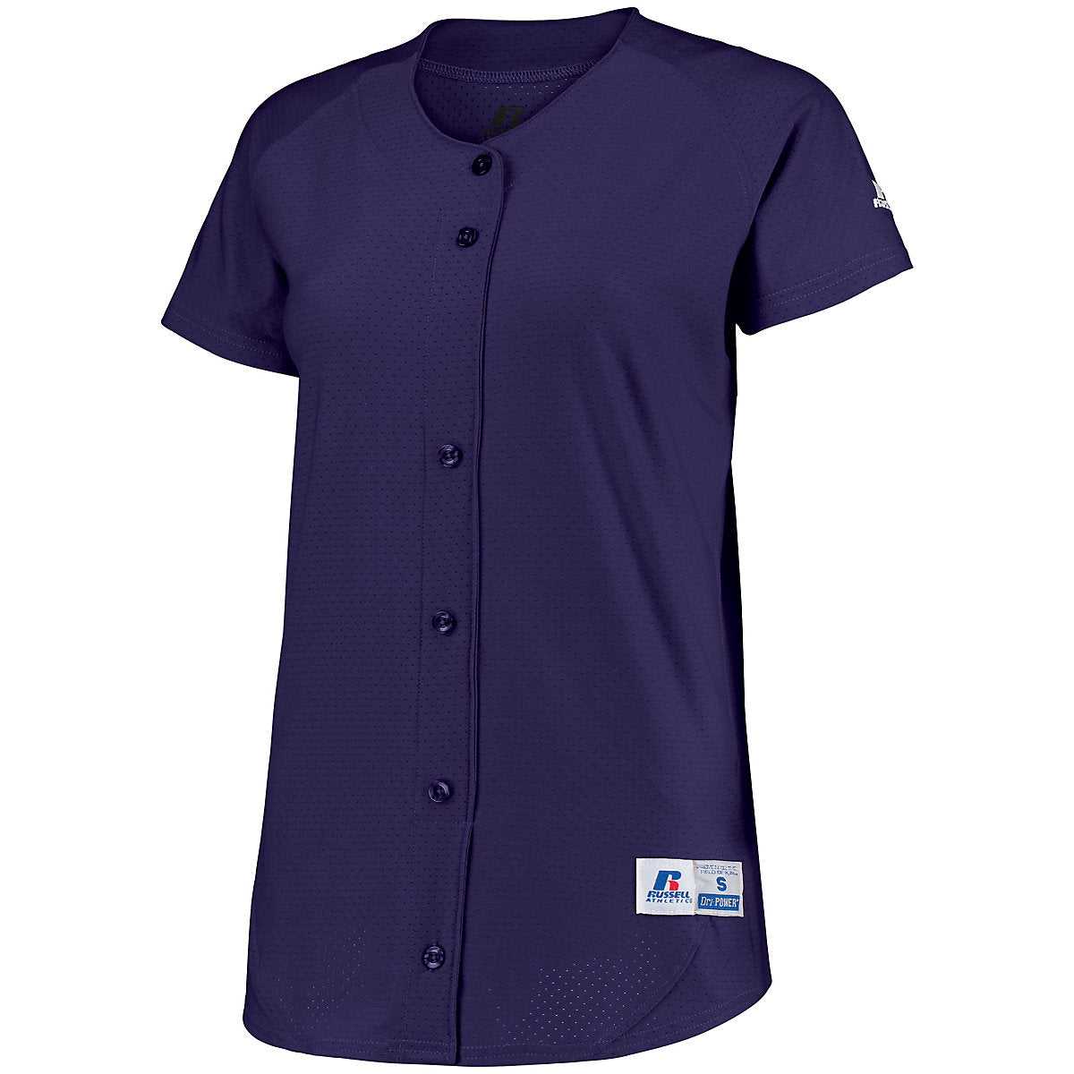 Russell 737VTX Ladies Stretch Faux Button Jersey - Purple - HIT a Double