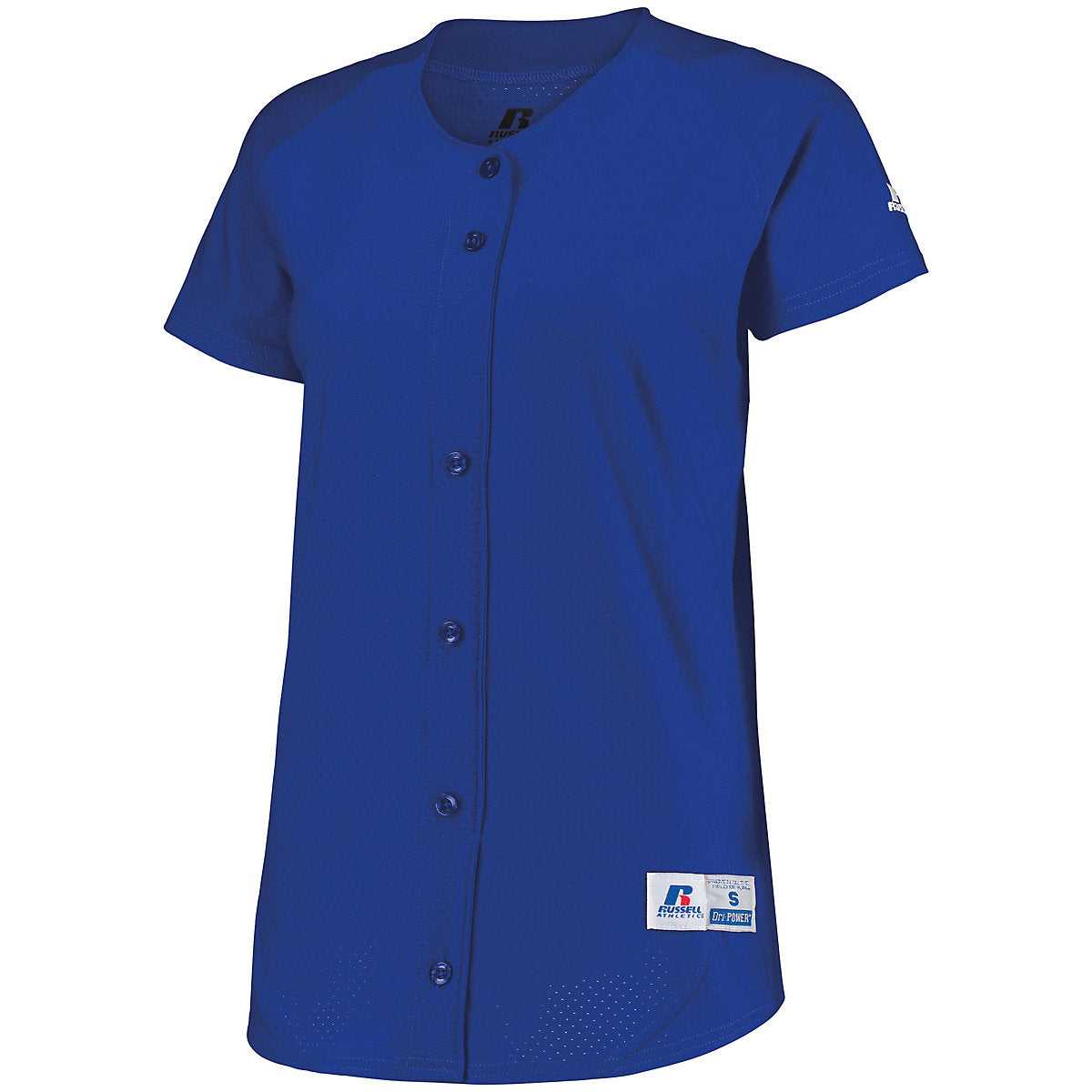 Russell 737VTX Ladies Stretch Faux Button Jersey - Royal - HIT a Double