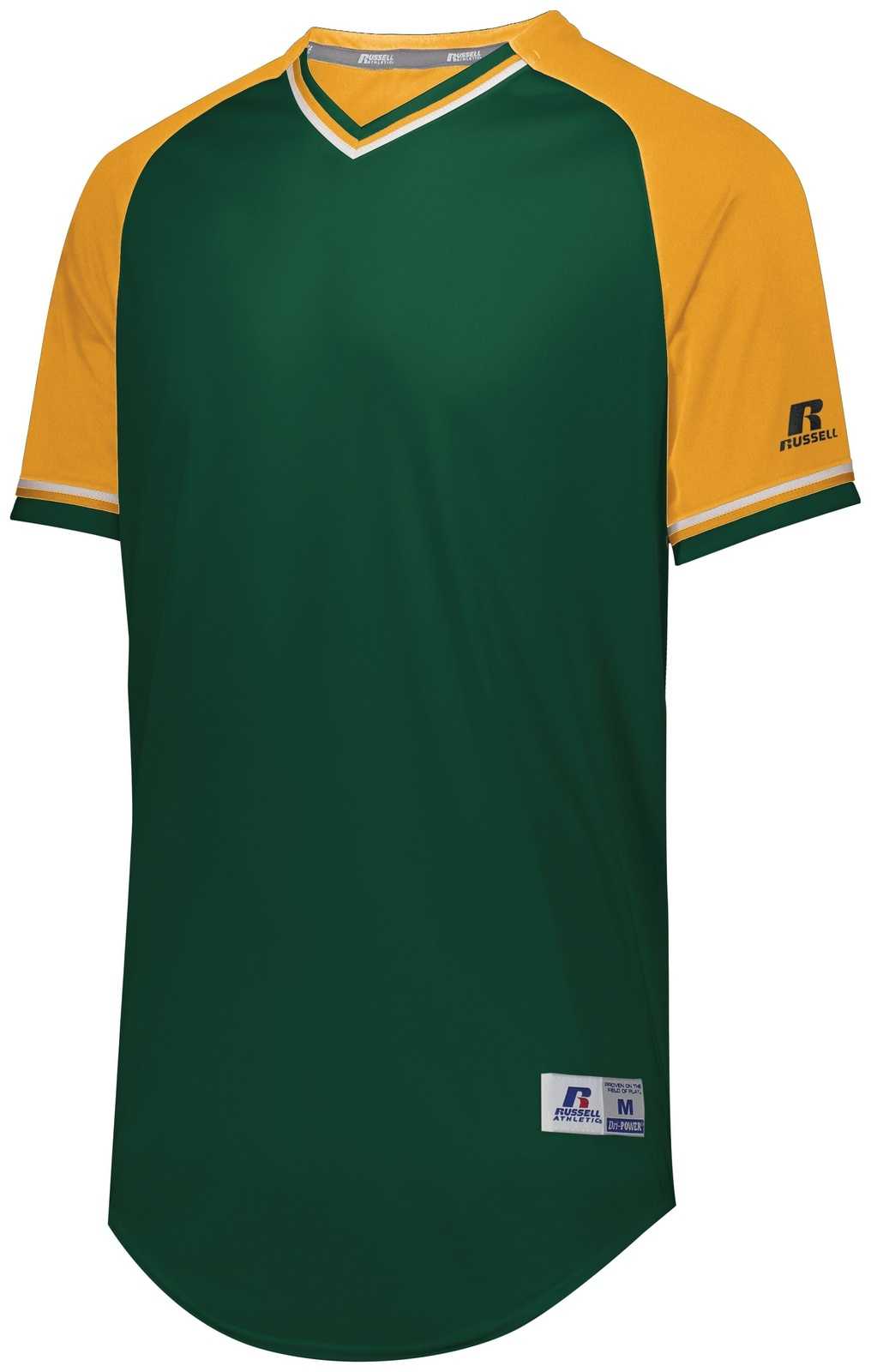 Russell R01X3B Youth Classic V-Neck Jersey - Dark Green Gold White - HIT a Double