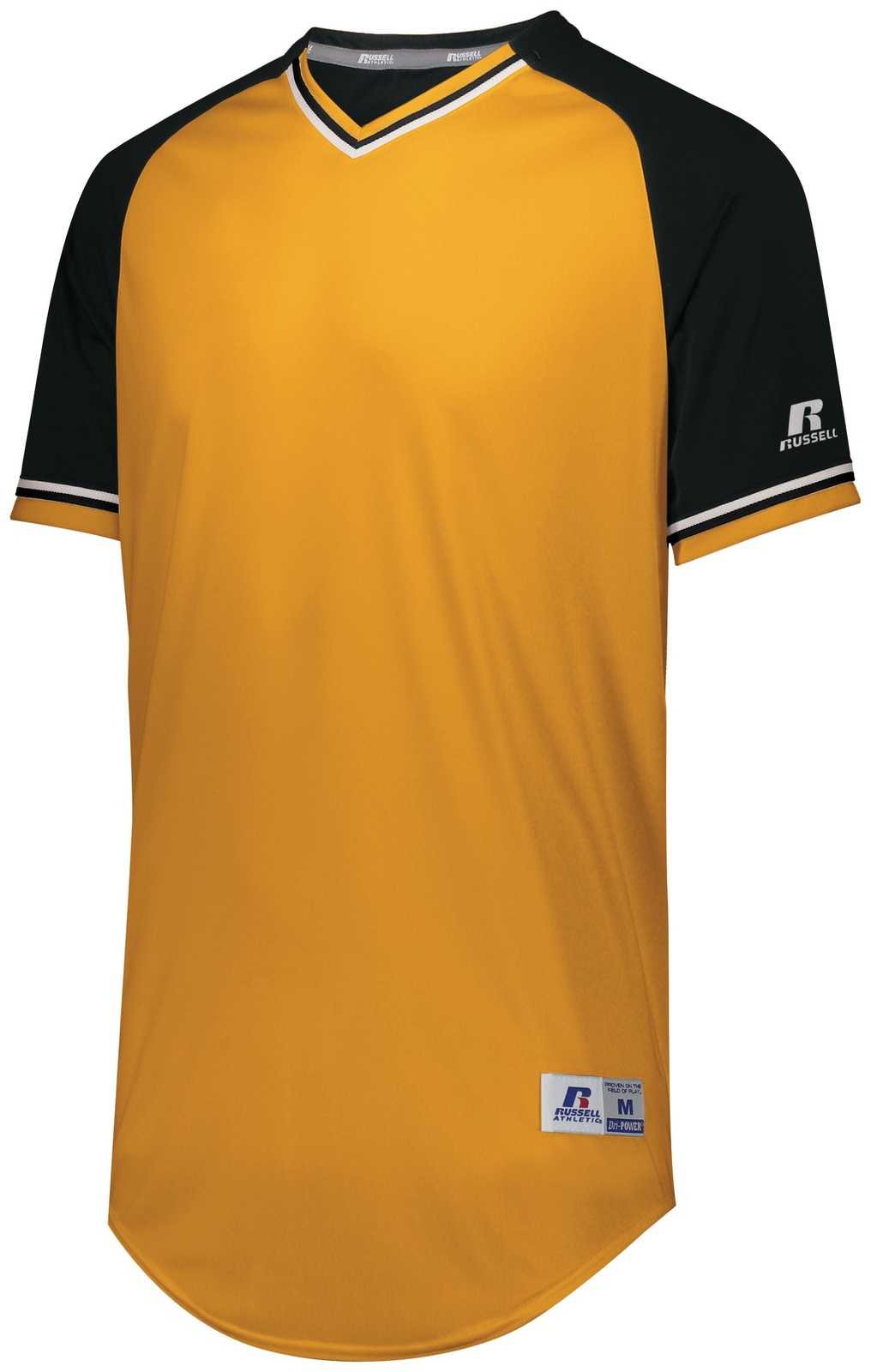 Russell R01X3B Youth Classic V-Neck Jersey - Gold Black White - HIT a Double