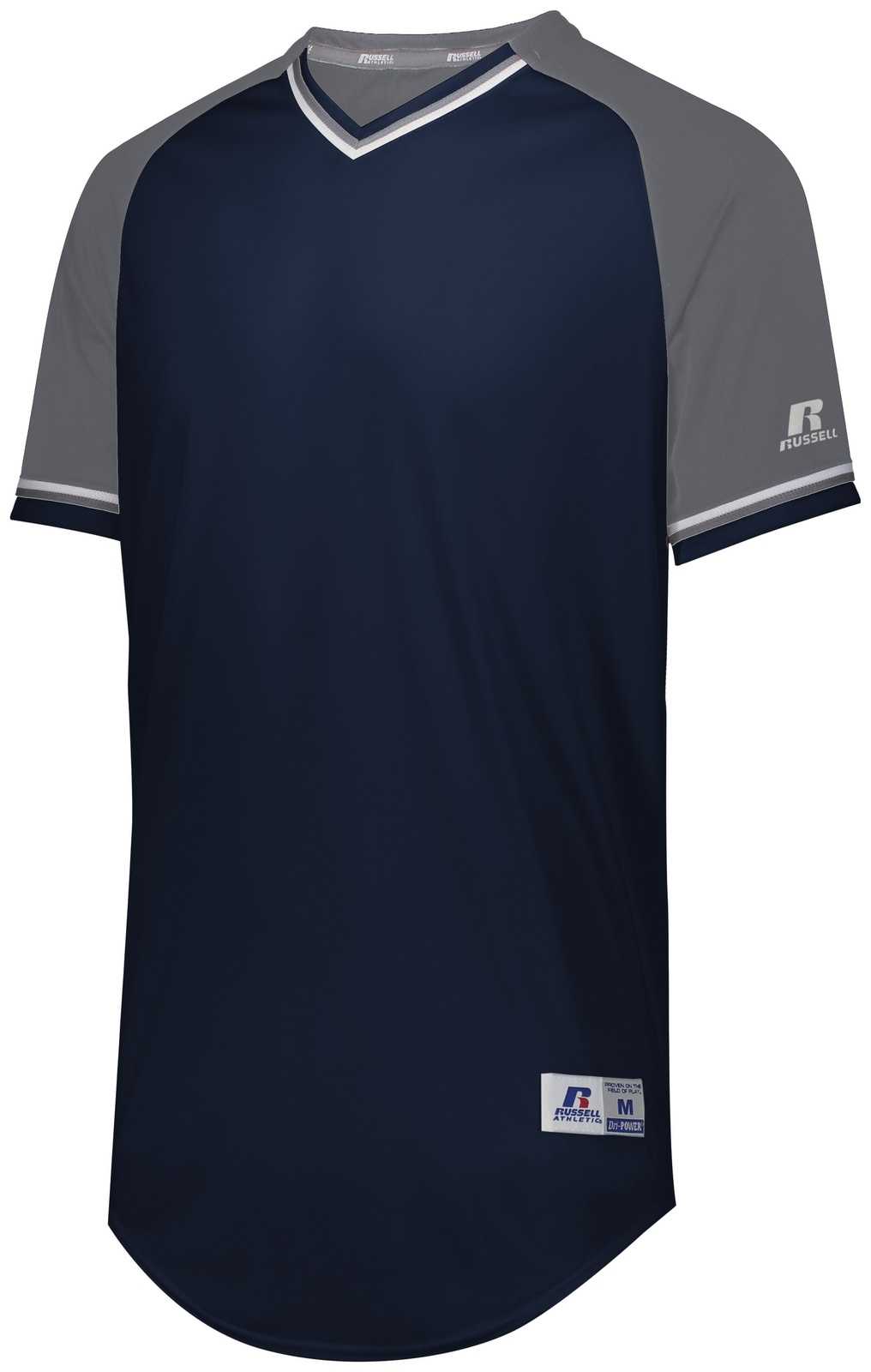 Russell R01X3B Youth Classic V-Neck Jersey - Navy Steel White - HIT a Double