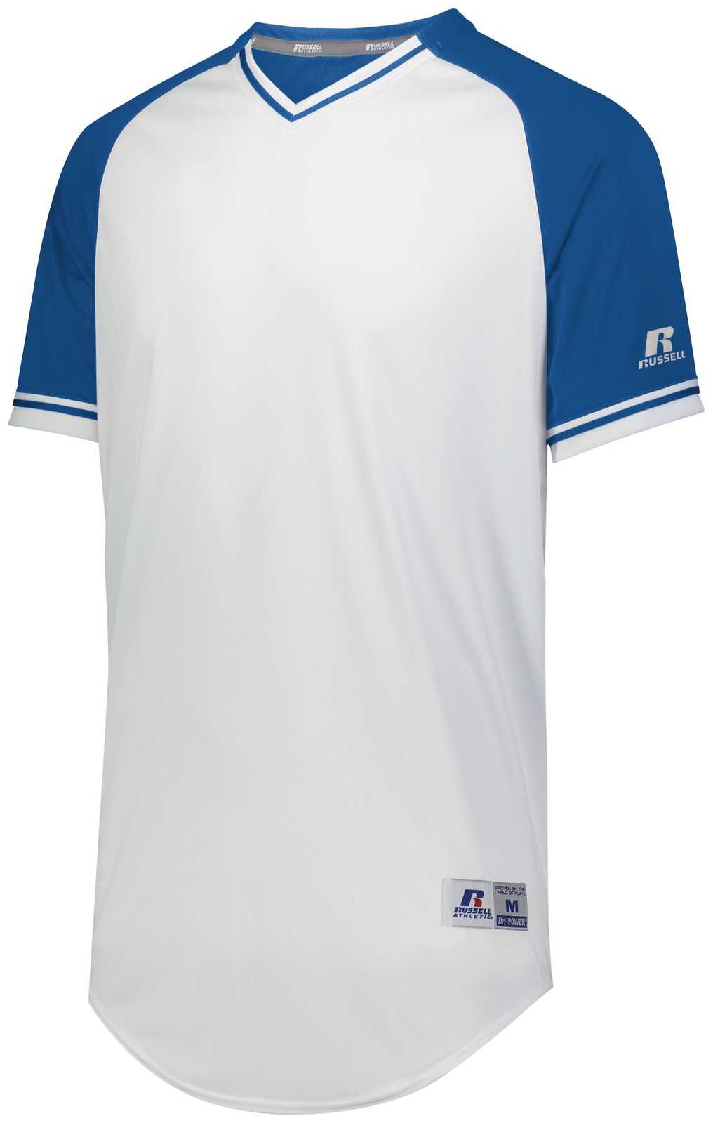 Russell R01X3B Youth Classic V-Neck Jersey - White Royal White - HIT a Double