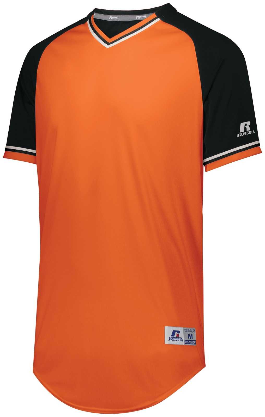 Russell R01X3M Classic V-Neck Jersey - Burnt Orange Black White - HIT a Double