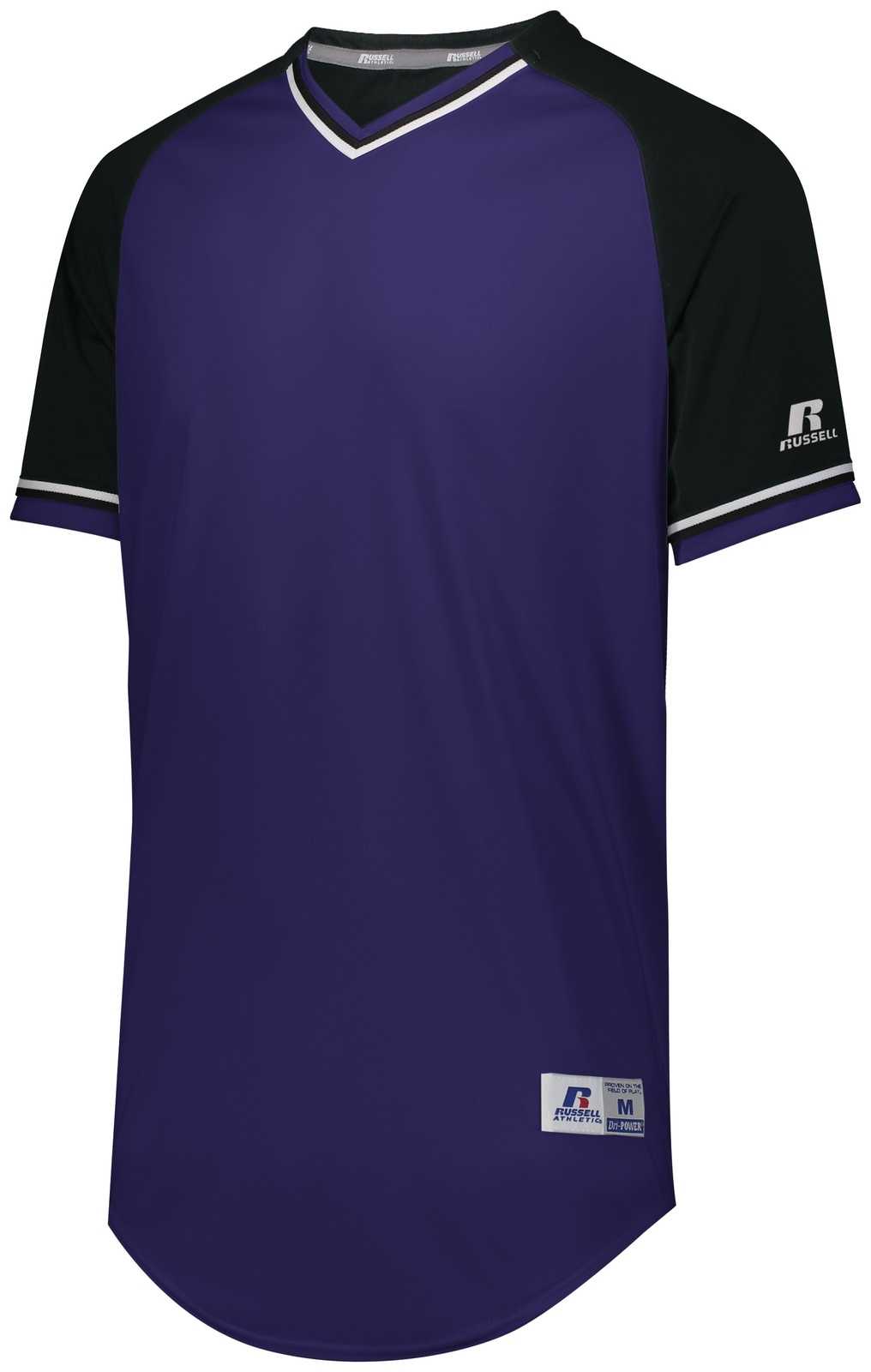 Russell R01X3M Classic V-Neck Jersey - Purple Black White - HIT a Double