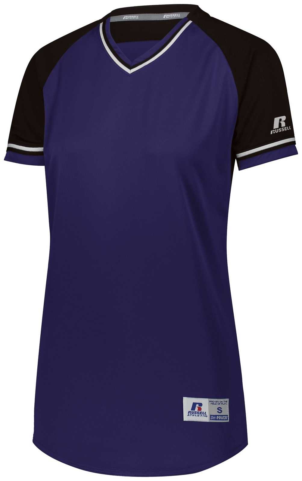 Russell R01X3X Ladies Classic V-Neck Jersey - Purple Black White - HIT a Double