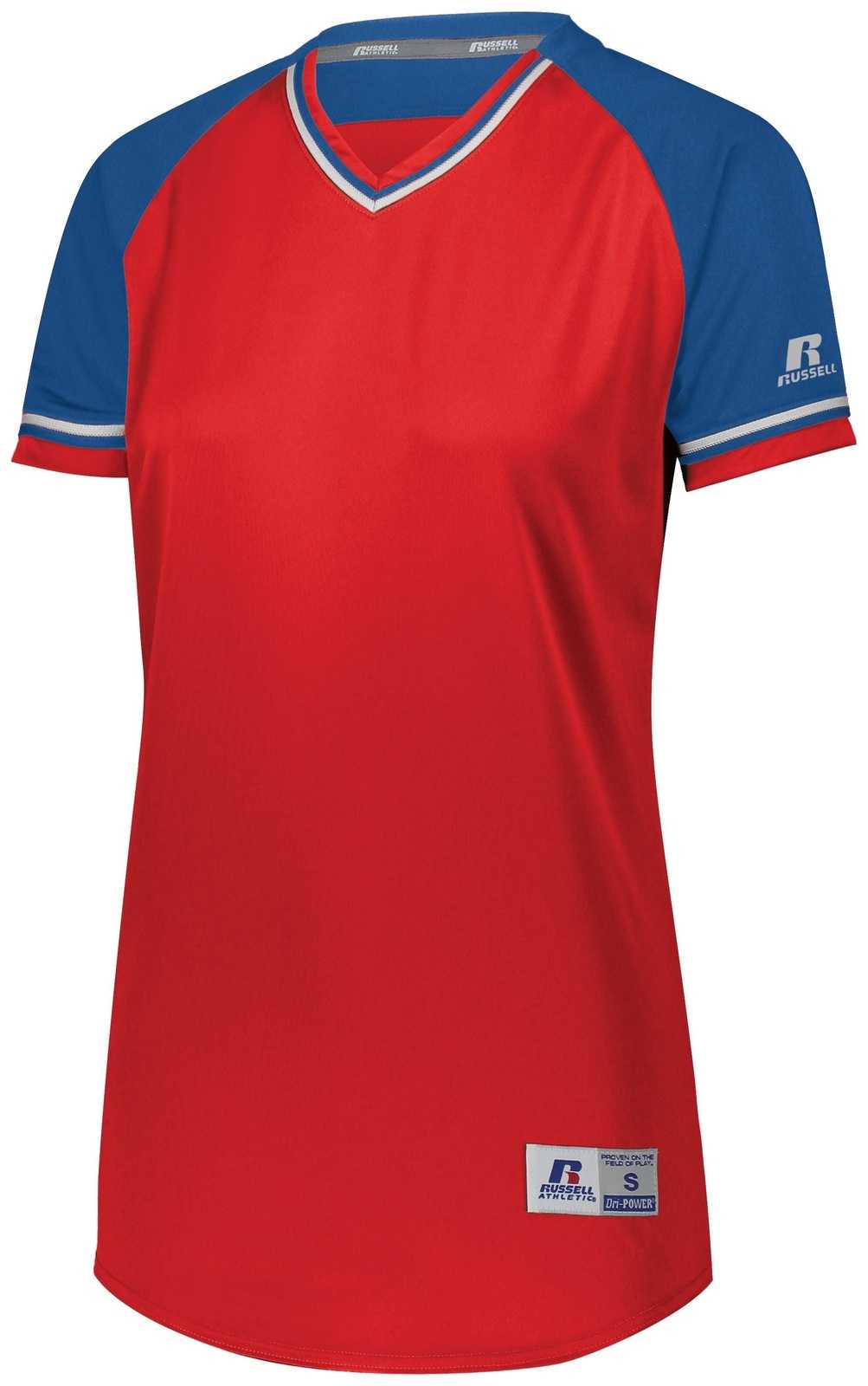 Russell R01X3X Ladies Classic V-Neck Jersey - True Red Royal White - HIT a Double