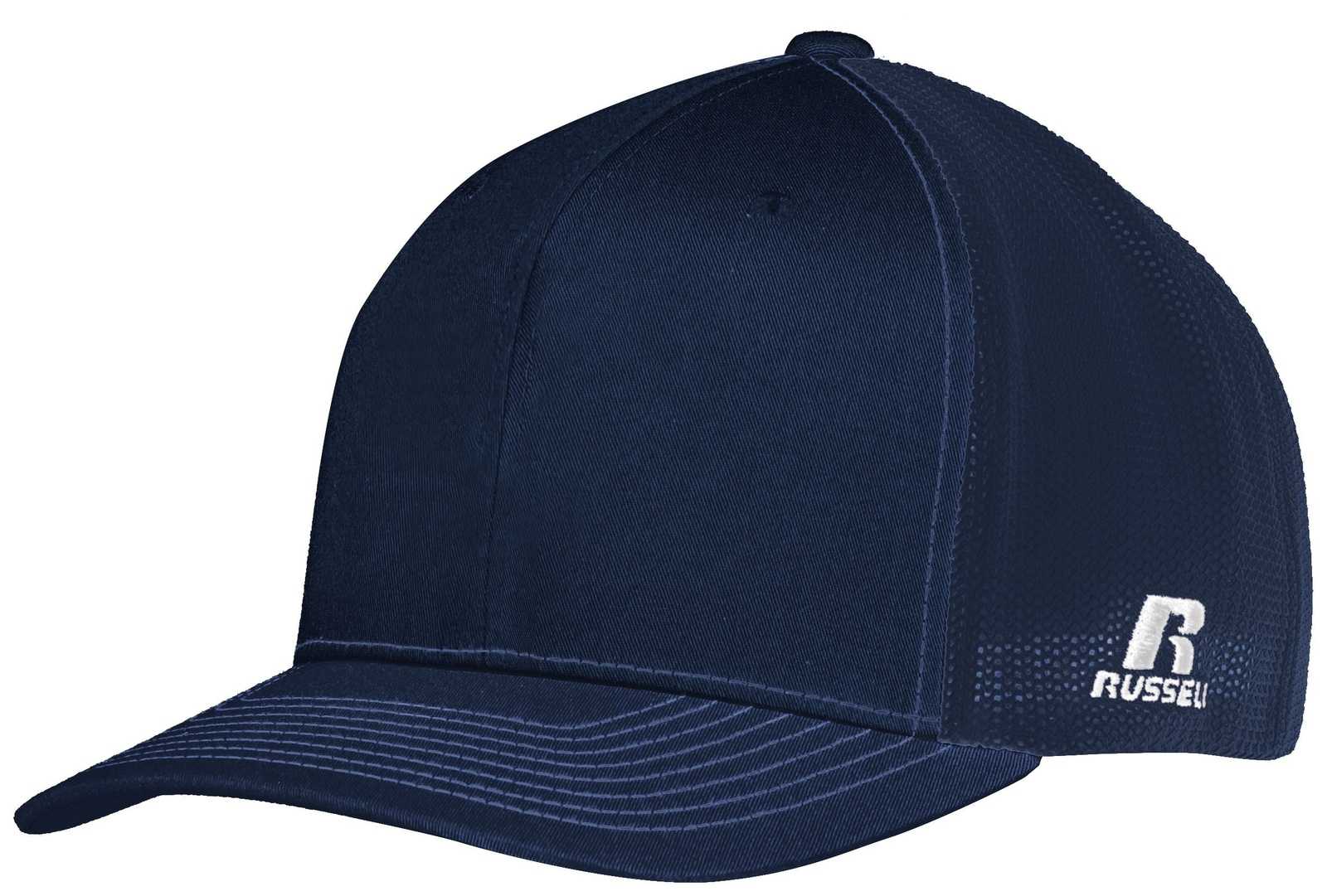 Russell R02TMB Youth Flexfit Twill Mesh Cap - Navy - HIT a Double