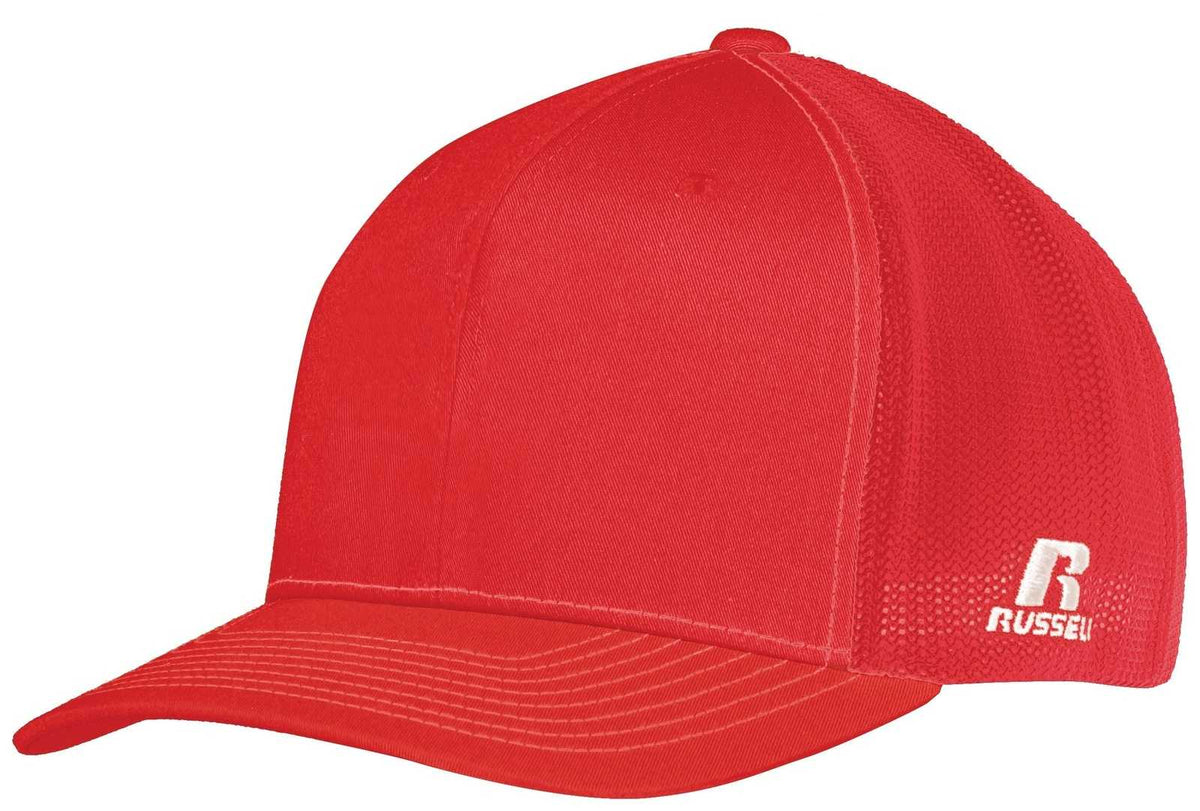 Russell R02TMB Youth Flexfit Twill Mesh Cap - True Red - HIT a Double