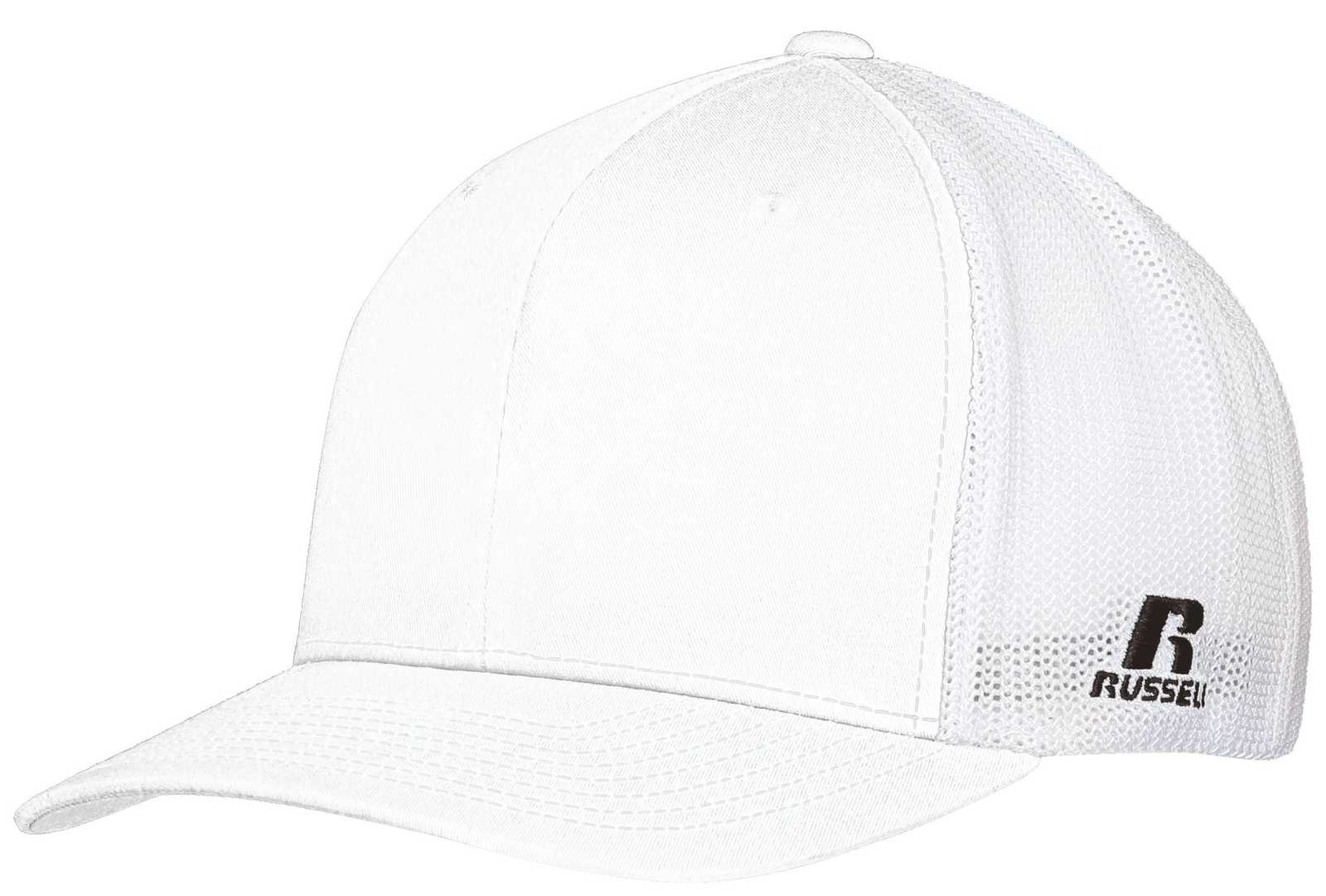 Russell R02TMB Youth Flexfit Twill Mesh Cap - White - HIT a Double