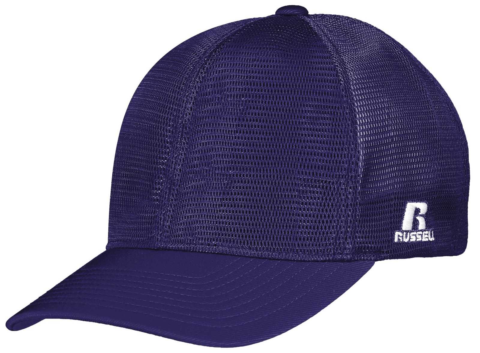 Russell R03MSB Youth Flexfit 360 Mesh Cap - Purple - HIT a Double