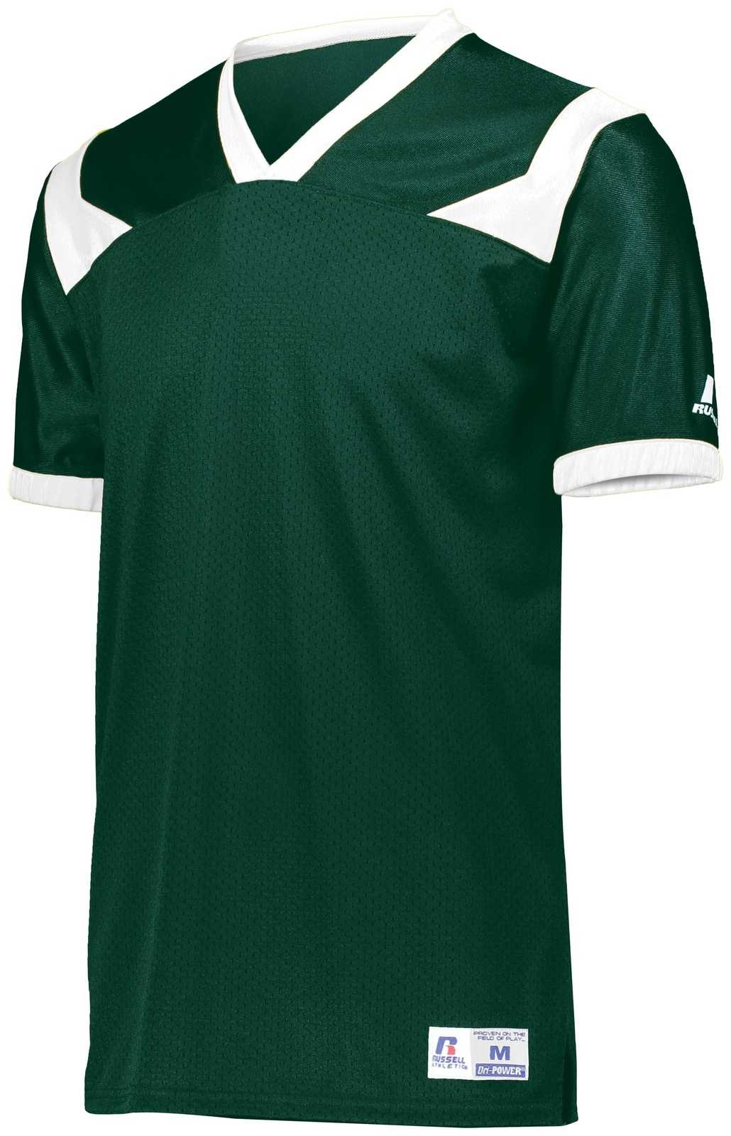 Russell R0493B Youth Phenom6 Flag Football Jersey - Dark Green White - HIT a Double