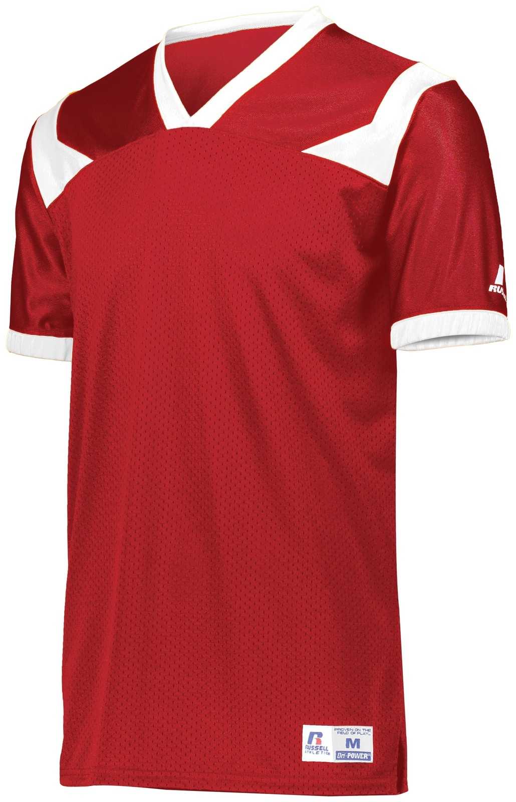 Russell R0493B Youth Phenom6 Flag Football Jersey - True Red White - HIT a Double