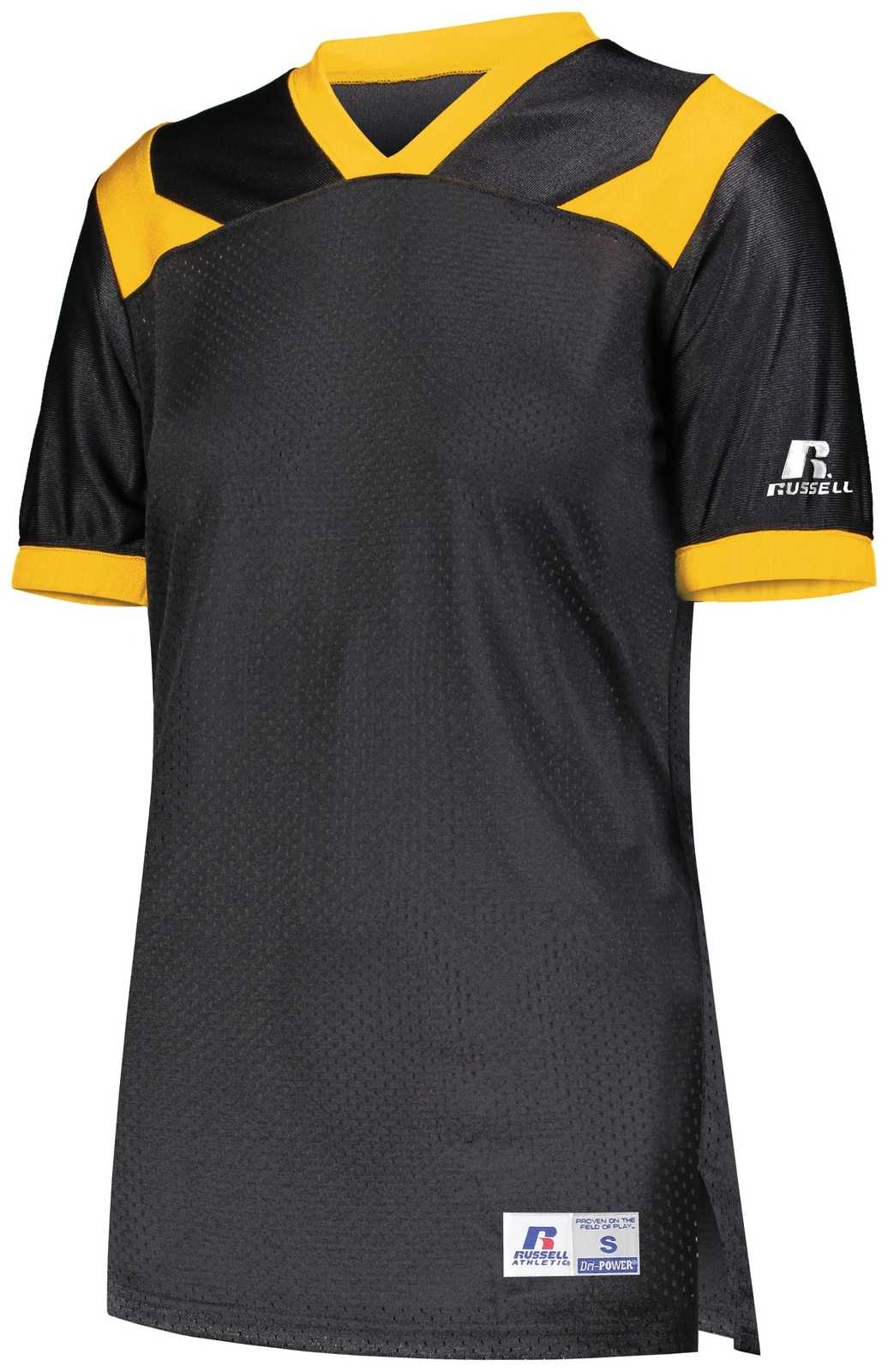 Russell R0493X Ladies Phenom6 Flag Football Jersey - Black Gold - HIT a Double