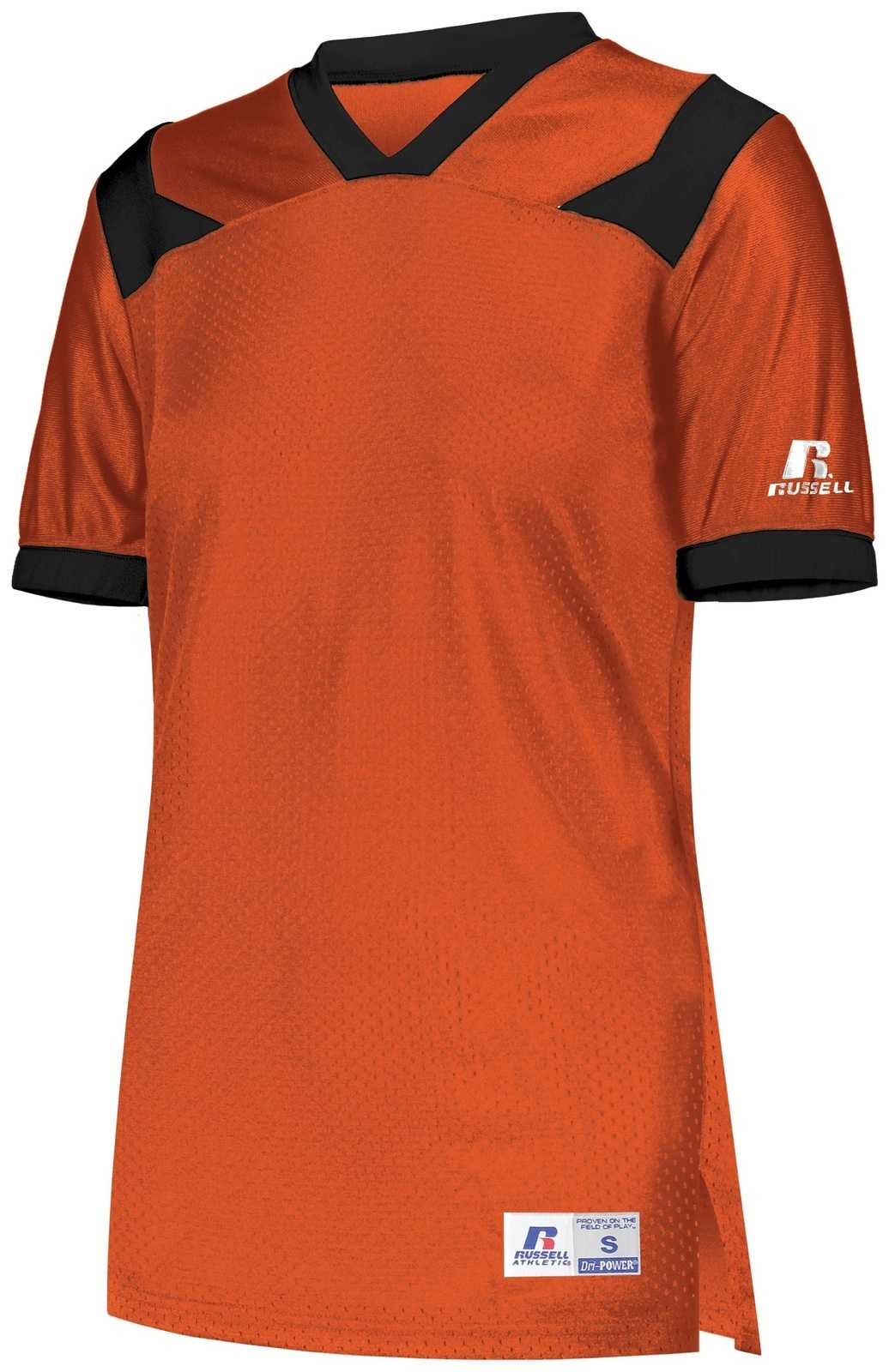 Russell R0493X Ladies Phenom6 Flag Football Jersey - Burnt Orange Black - HIT a Double