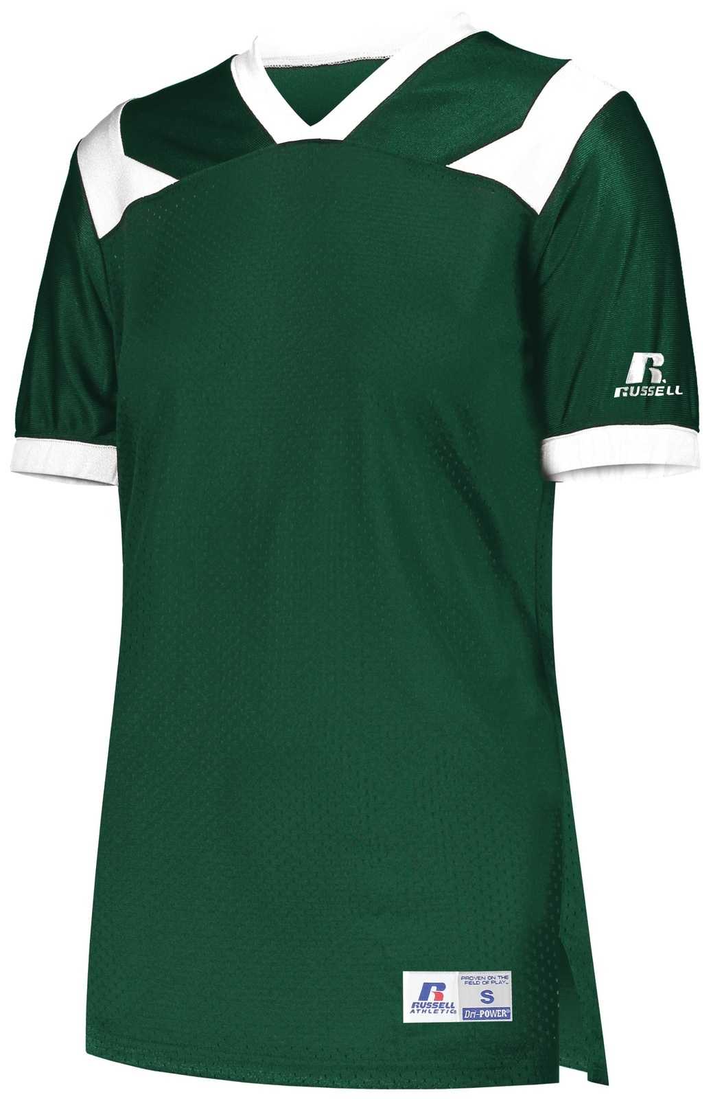 Russell R0493X Ladies Phenom6 Flag Football Jersey - Dark Green White - HIT a Double