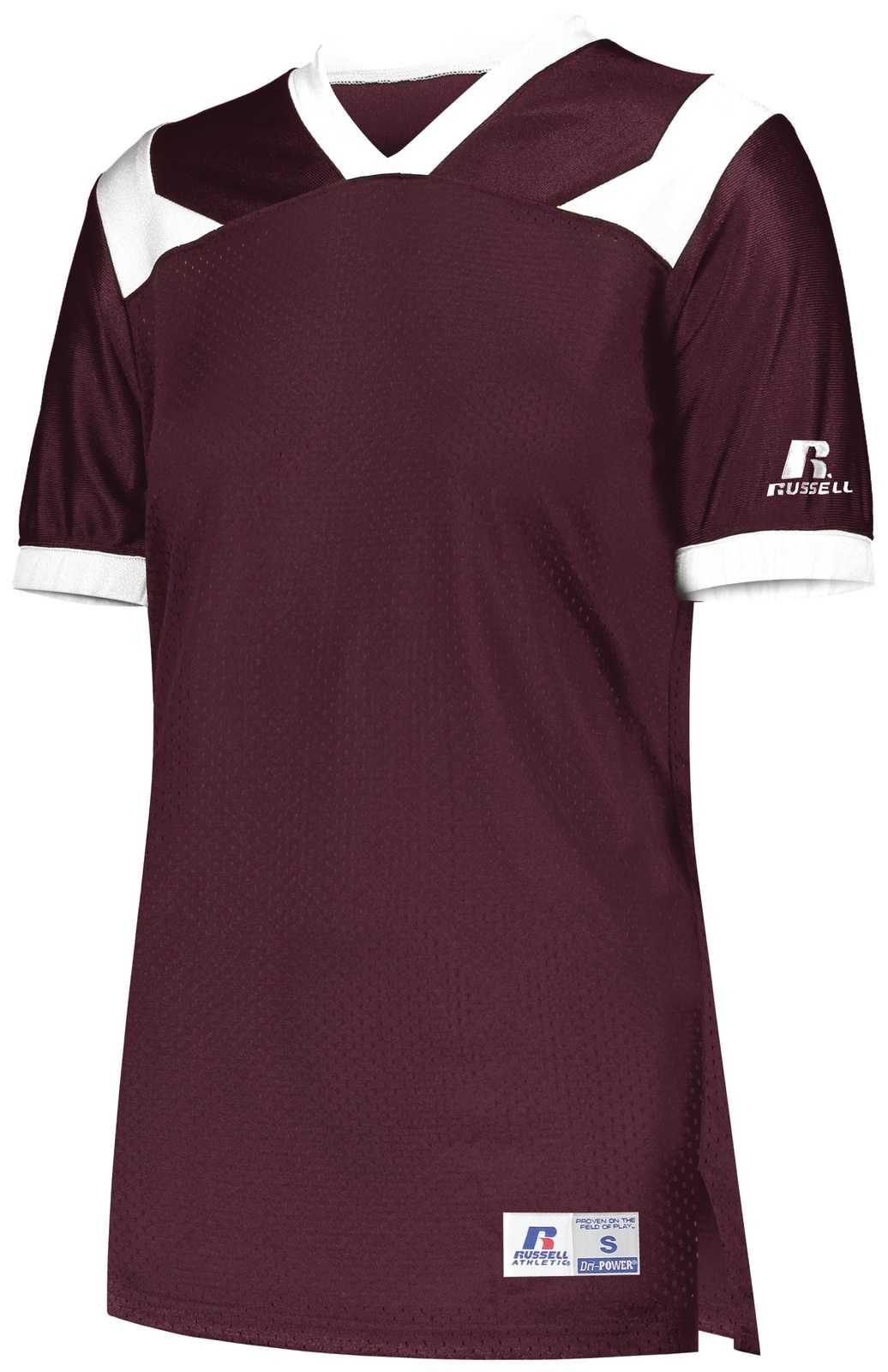 Russell R0493X Ladies Phenom6 Flag Football Jersey - Maroon White - HIT a Double