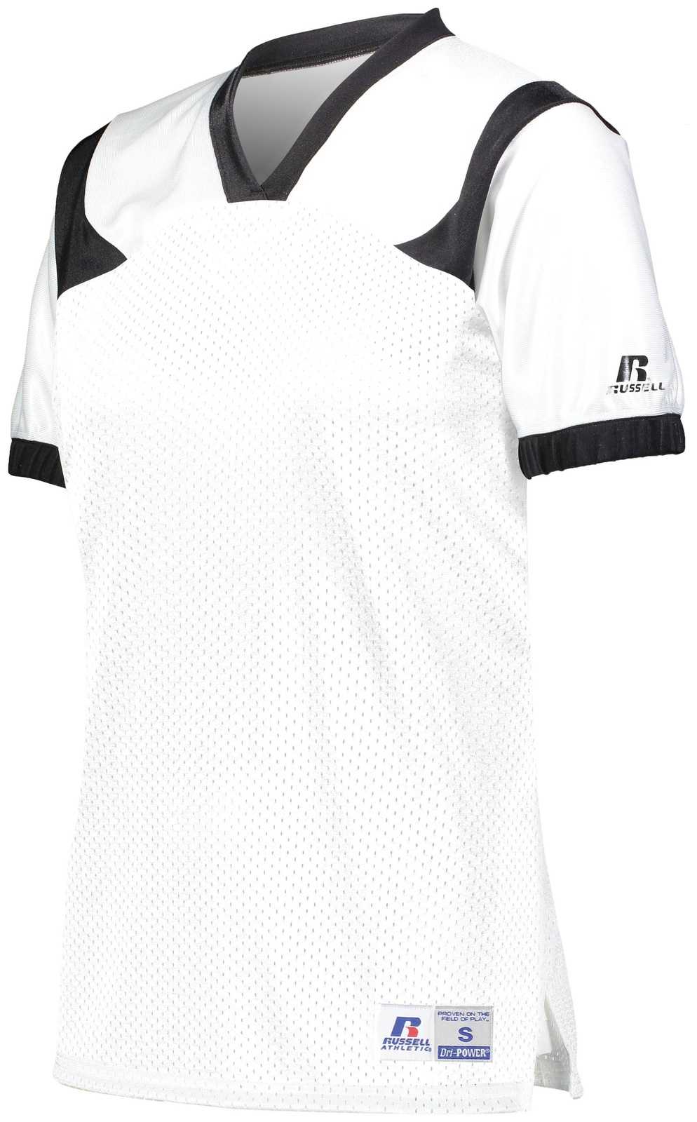 Russell R0493X Ladies Phenom6 Flag Football Jersey - White Black - HIT a Double