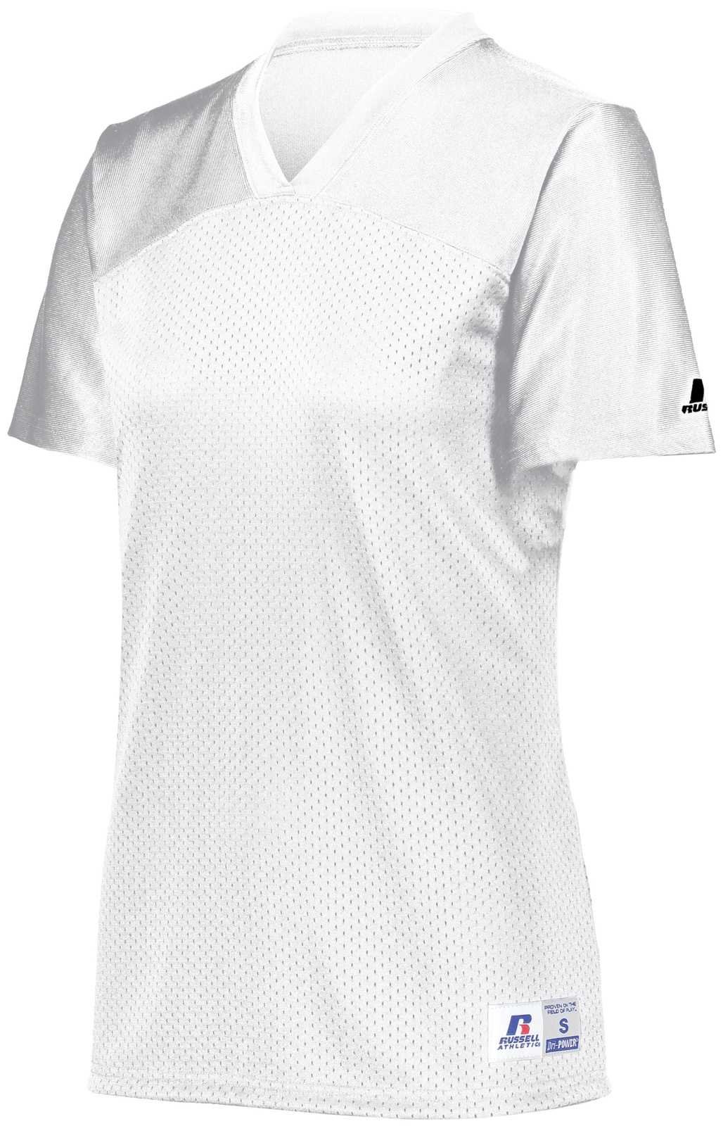 Russell R0593X Ladies Solid Flag Football Jersey - White - HIT a Double