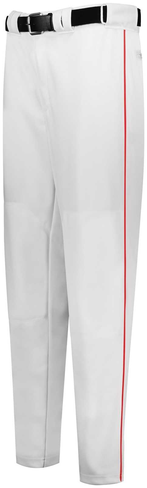 Russell R11Lgb Youth Piped Diamond Series Baseball Pant 2.0 - White True Red - HIT a Double
